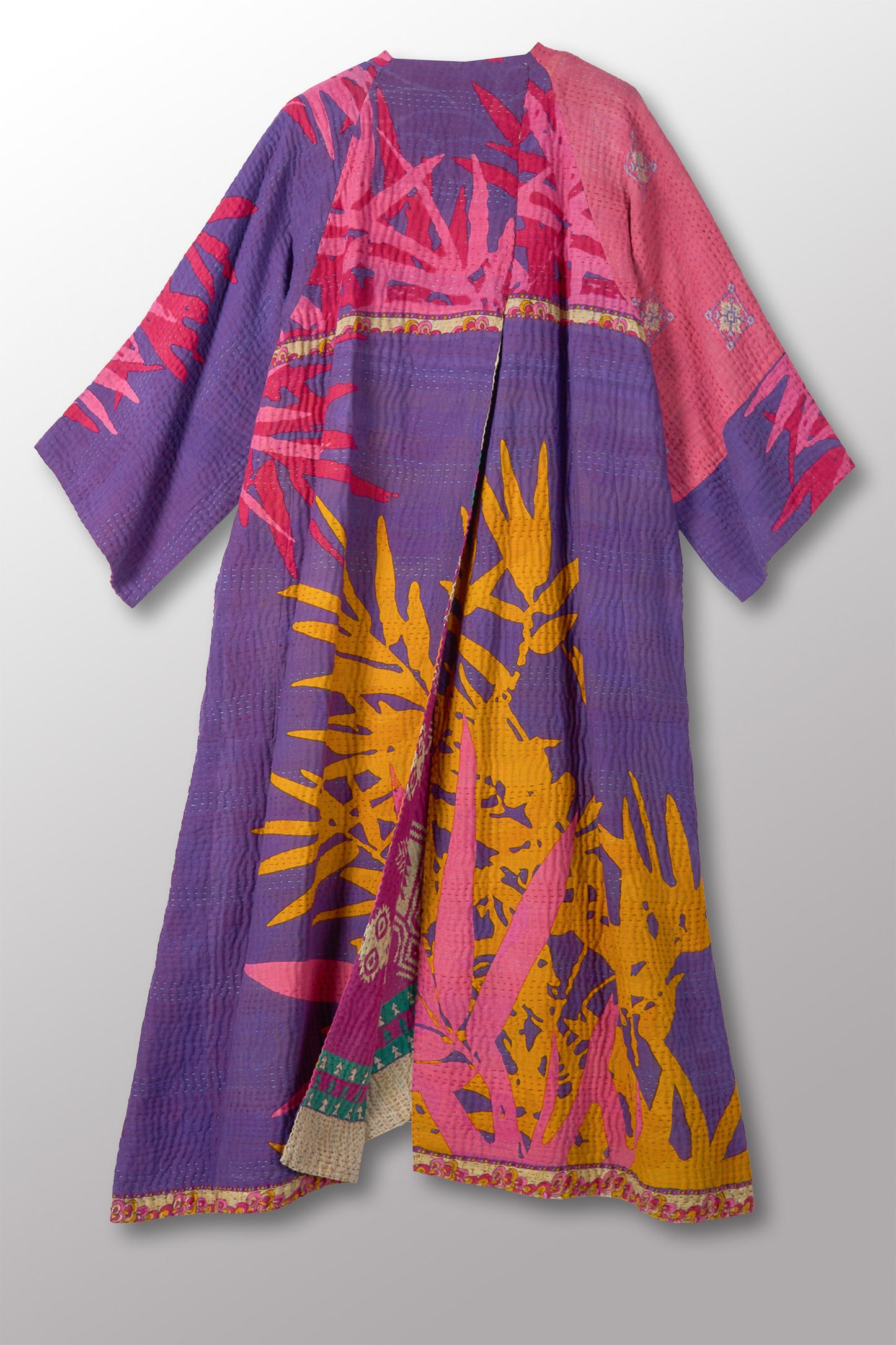 VINTAGE COTTON KANTHA KIMONO MAXI - cv4318-0018a -