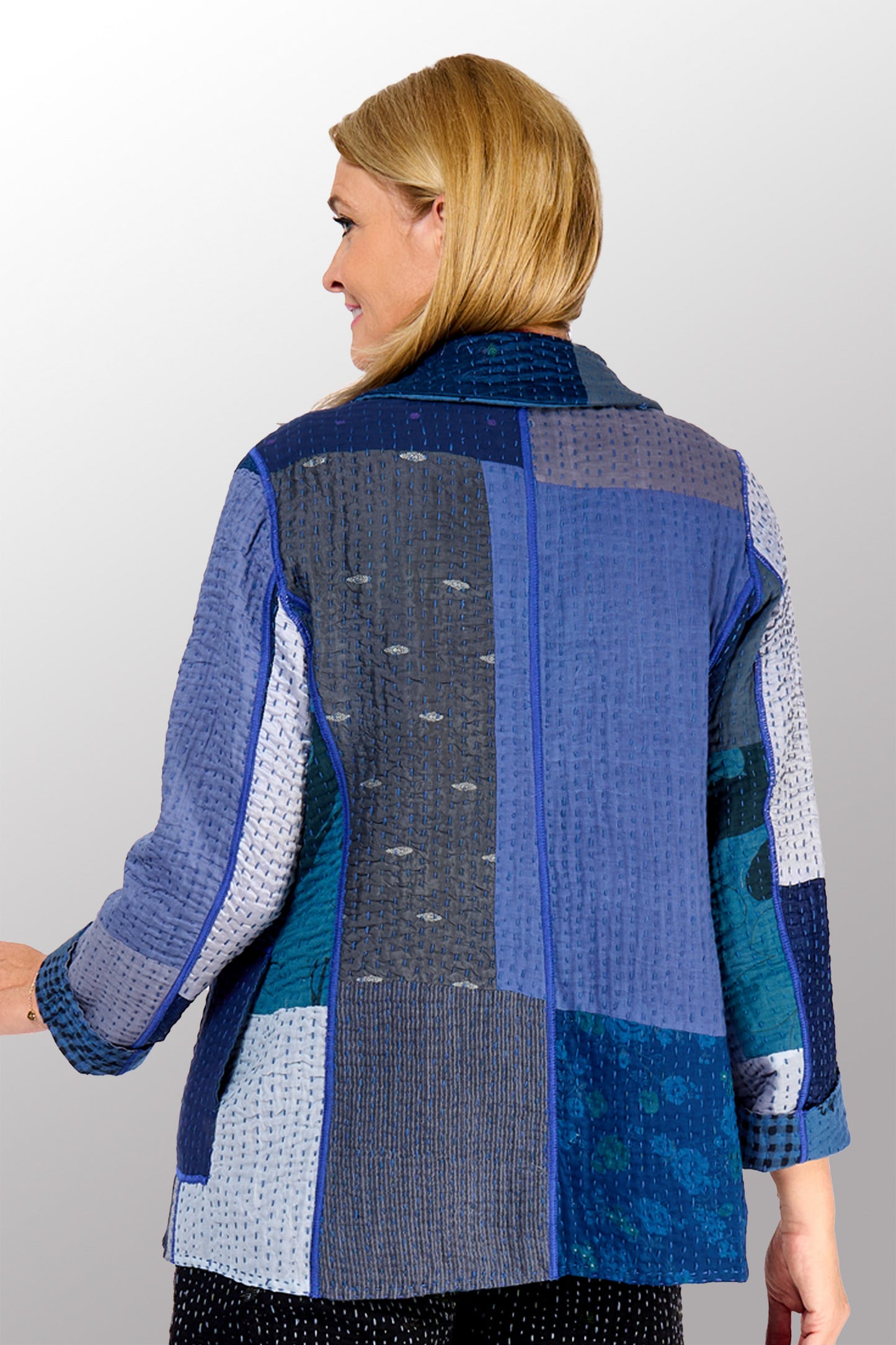 BBK PATCH KANTHA BASIC JACKET - bl-bbp4052-nvy -