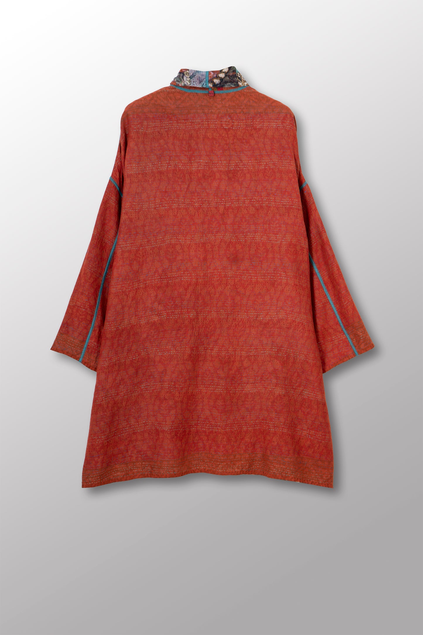 VINTAGE SILK GEORGETTE COTTON KANTHA HAORI JACKET - gc2068-0002a -