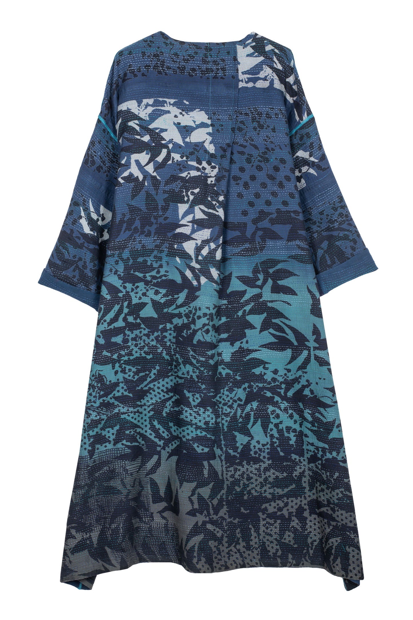 MONOTONE TWILIGHT PRINT KANTHA LONG DUSTER - tp2328-blu -