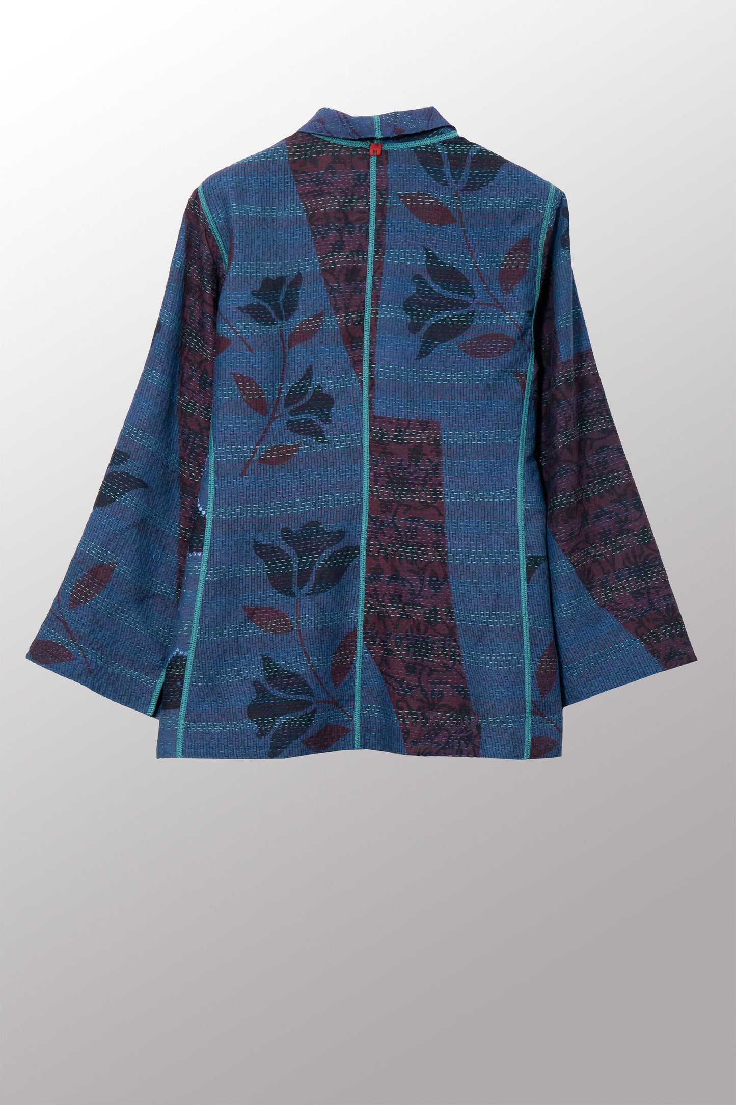 VINTAGE SILK GEORGETTE COTTON KANTHA SHORT JKT - gc2007-0004m -