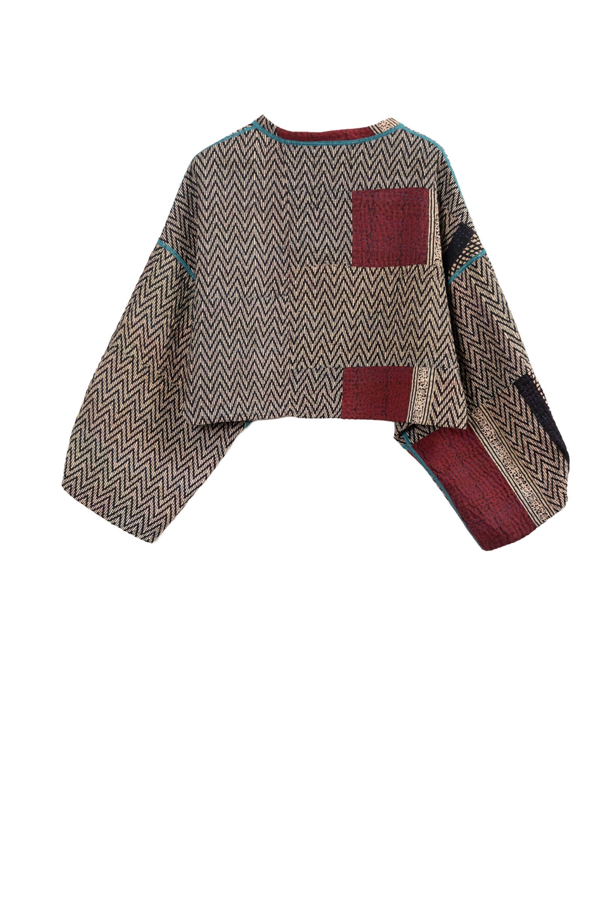 SOHO BAMBOO KANTHA SLEEVE JACKET - bo4090-cblk004s -