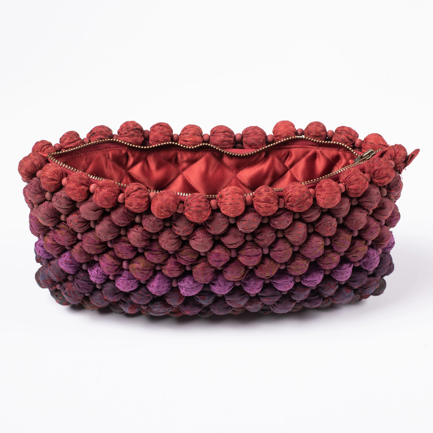 Vintage Cotton & Silk Kantha Clutch Bag -Red-