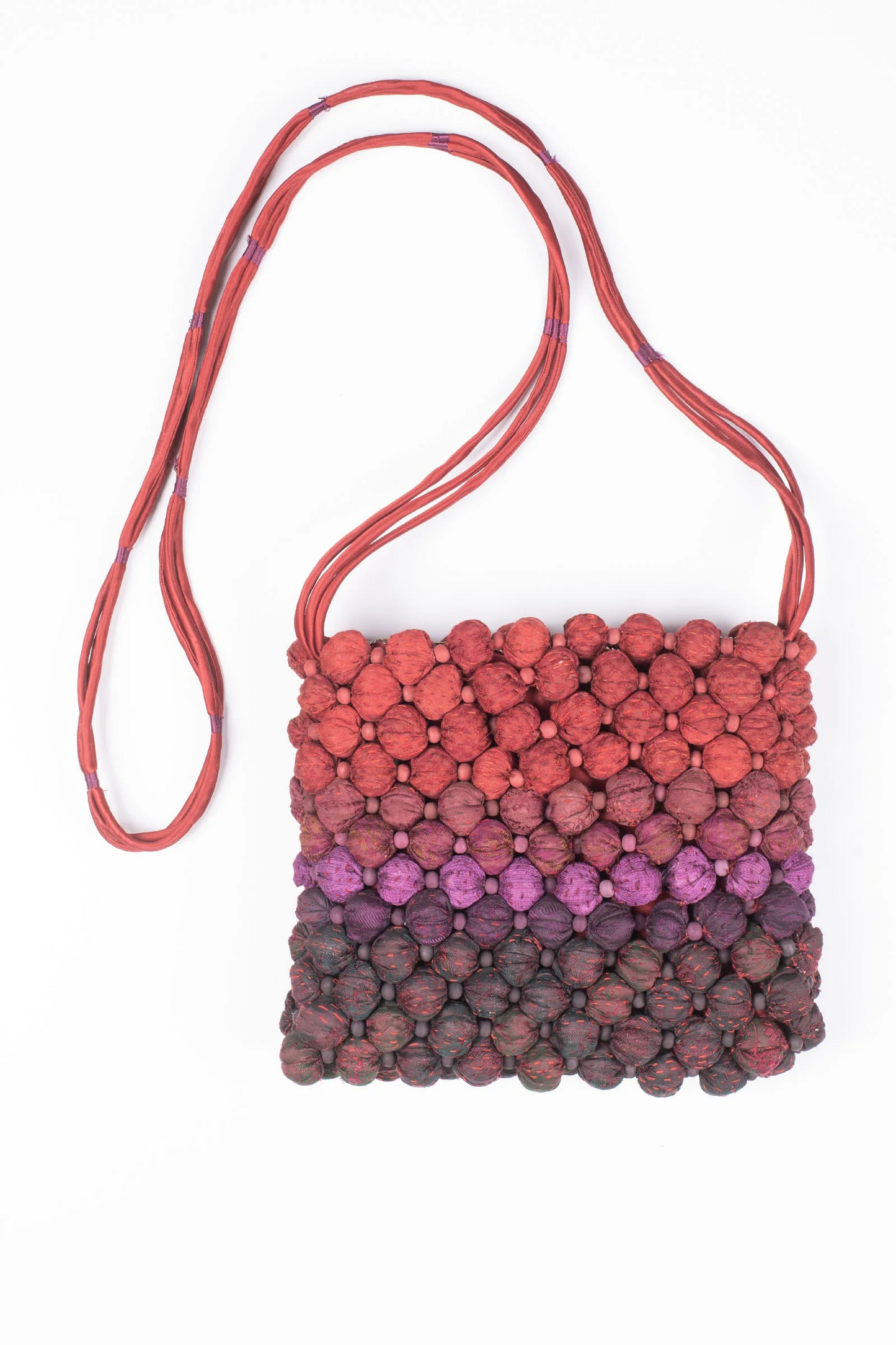 Vintage Cotton & Silk Kantha Shoulder Bag -Carrot-