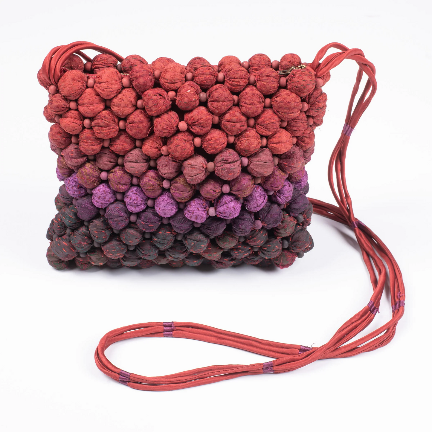 Vintage Cotton & Silk Kantha Shoulder Bag -Carrot-
