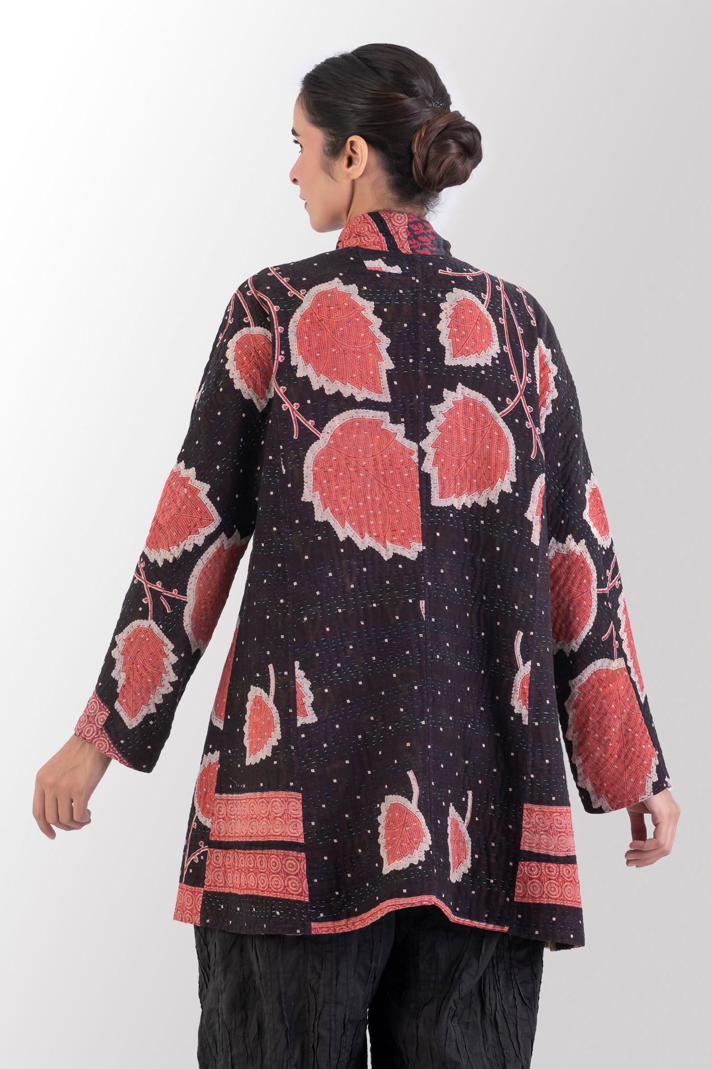 VINTAGE COTTON KANTHA HIGH-NECK TOPPER - cv4045-0043a -