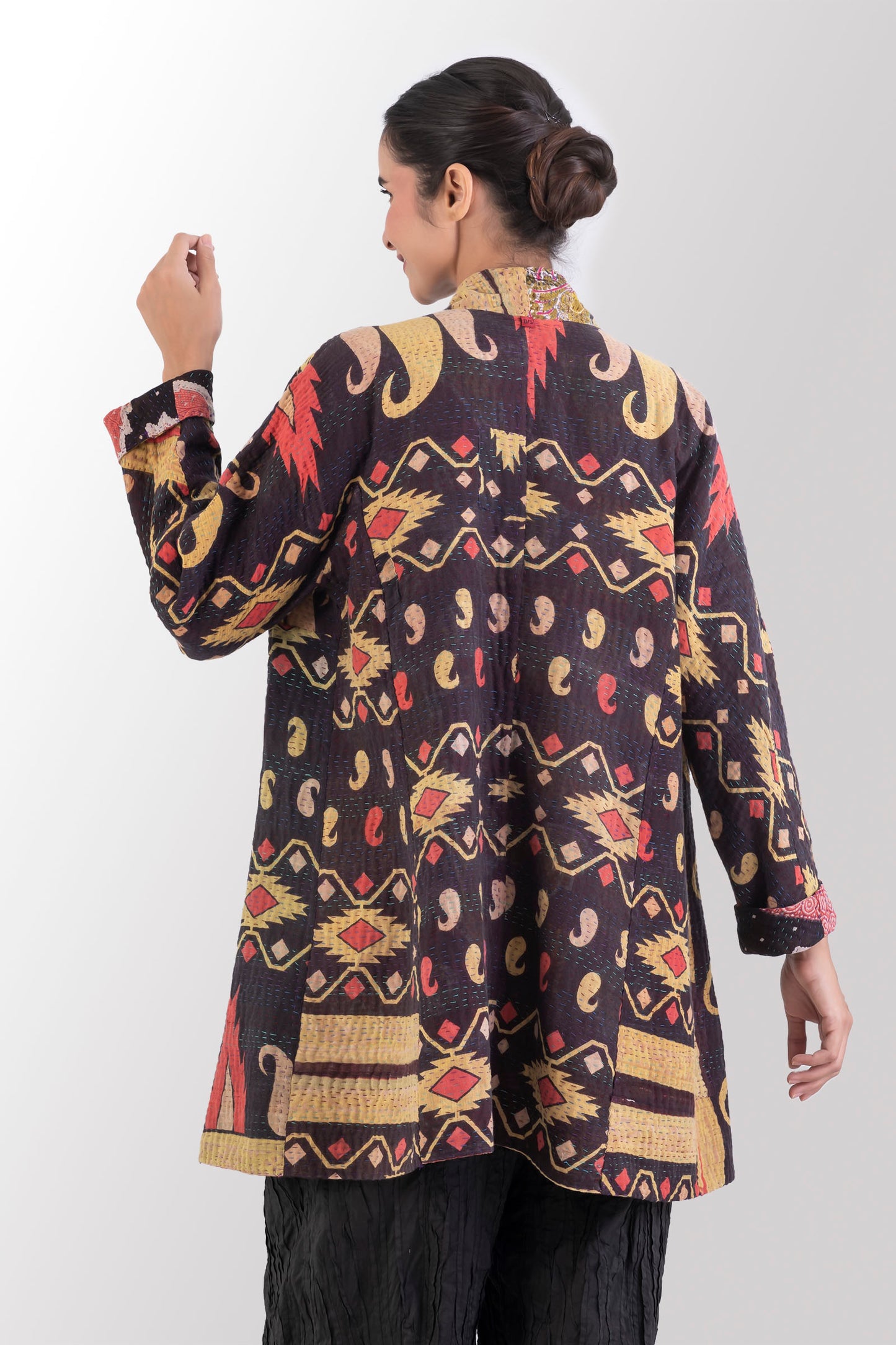 VINTAGE COTTON KANTHA HIGH-NECK TOPPER - cv4045-0043a -