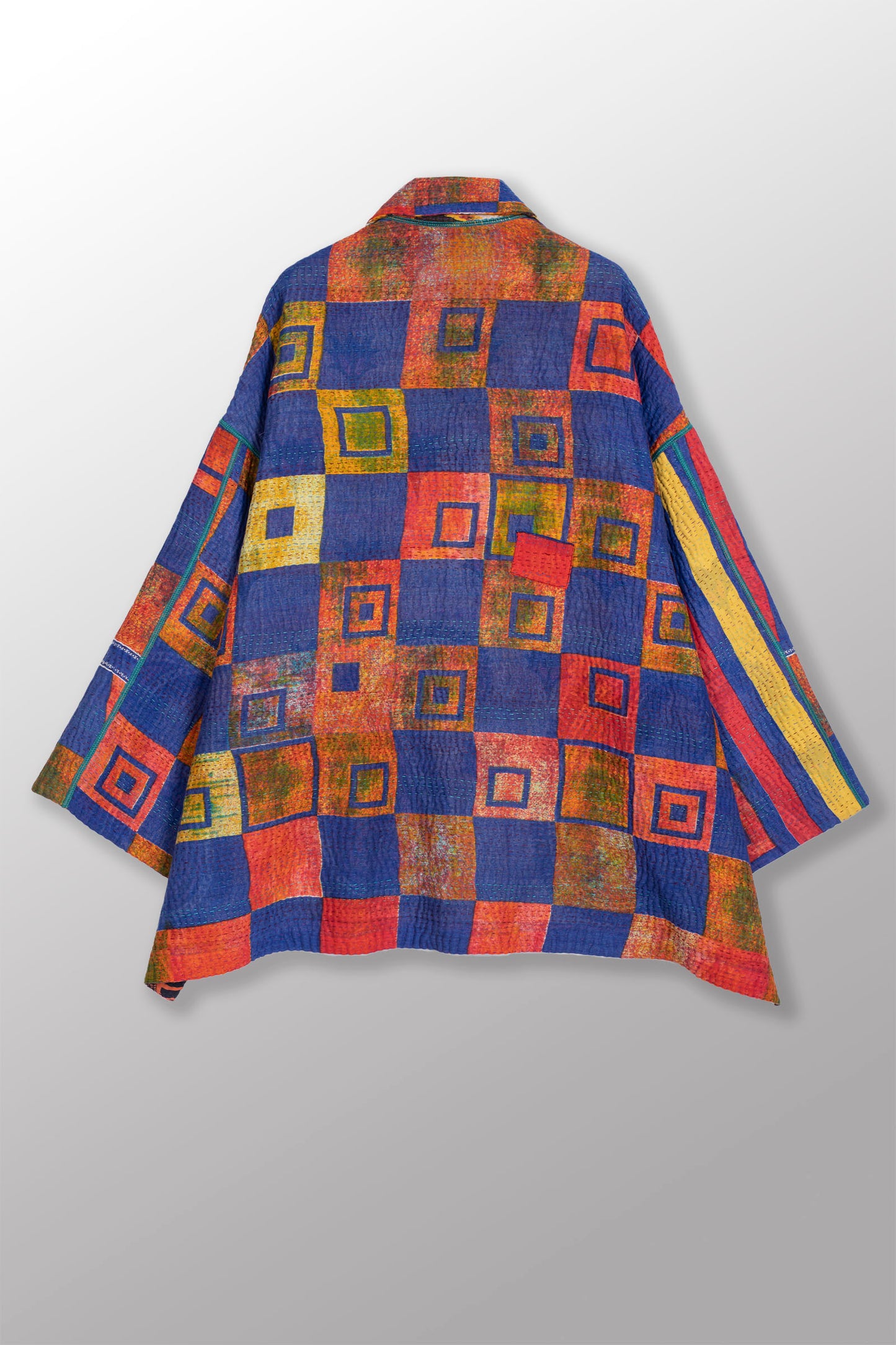 VINTAGE COTTON KANTHA OVERSIZED MINI COAT - cv4332-0035a -