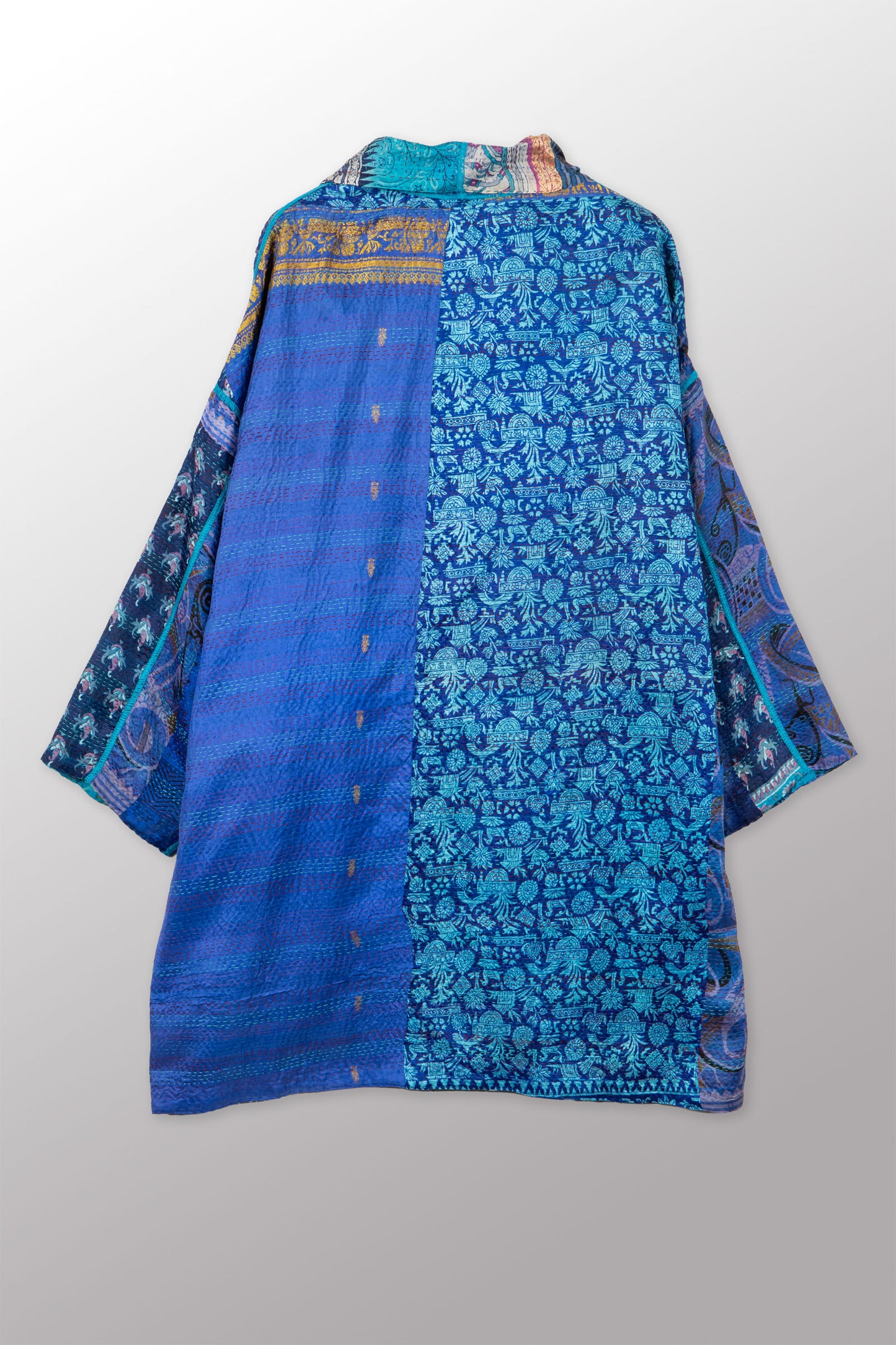 VINTAGE SILK KANTHA HAORI JACKET - sv2068-0005a -