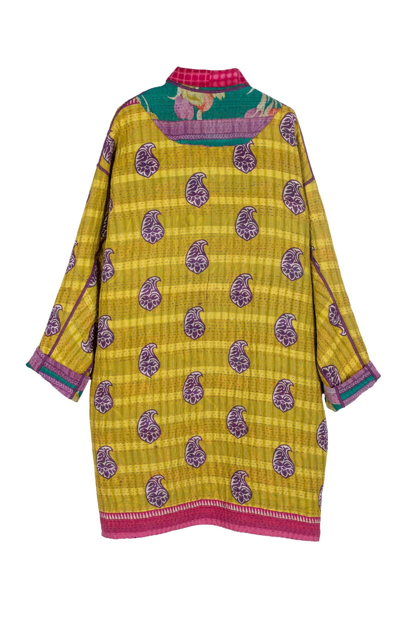 VINTAGE COTTON KANTHA LONG LINE JKT - cv4059-0007l -