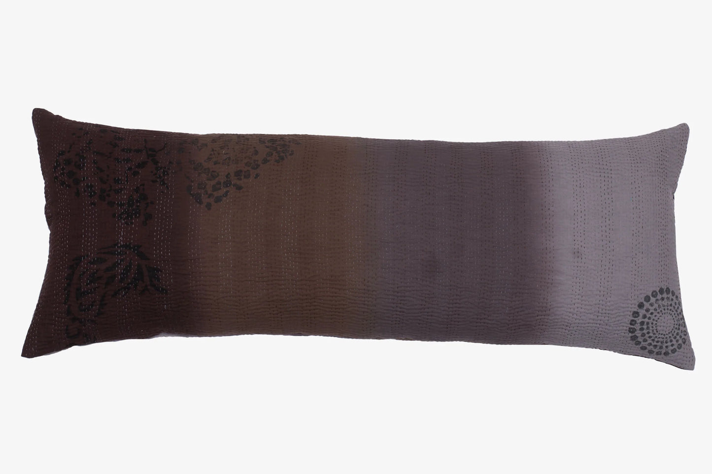 Cotton Ombre Handmade Kantha Lumber Pillow -Chocolate