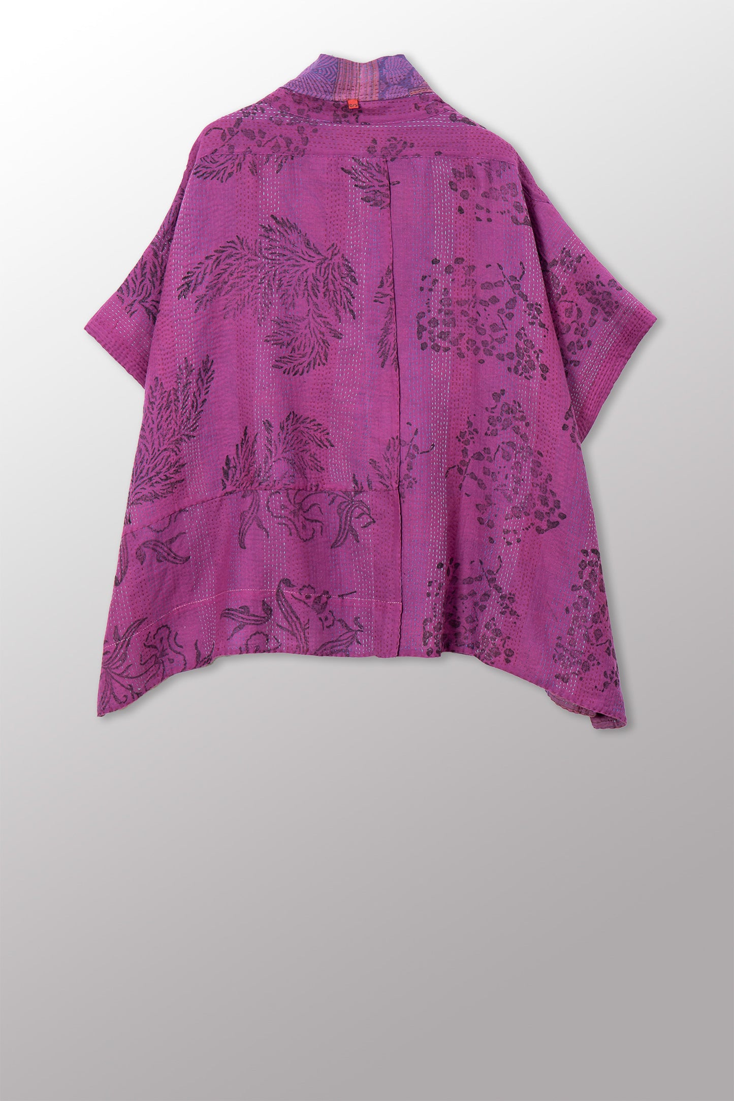 VINTAGE COTTON & NEW VOILE KANTHA PONCHO TOP - cn2568-0004a -