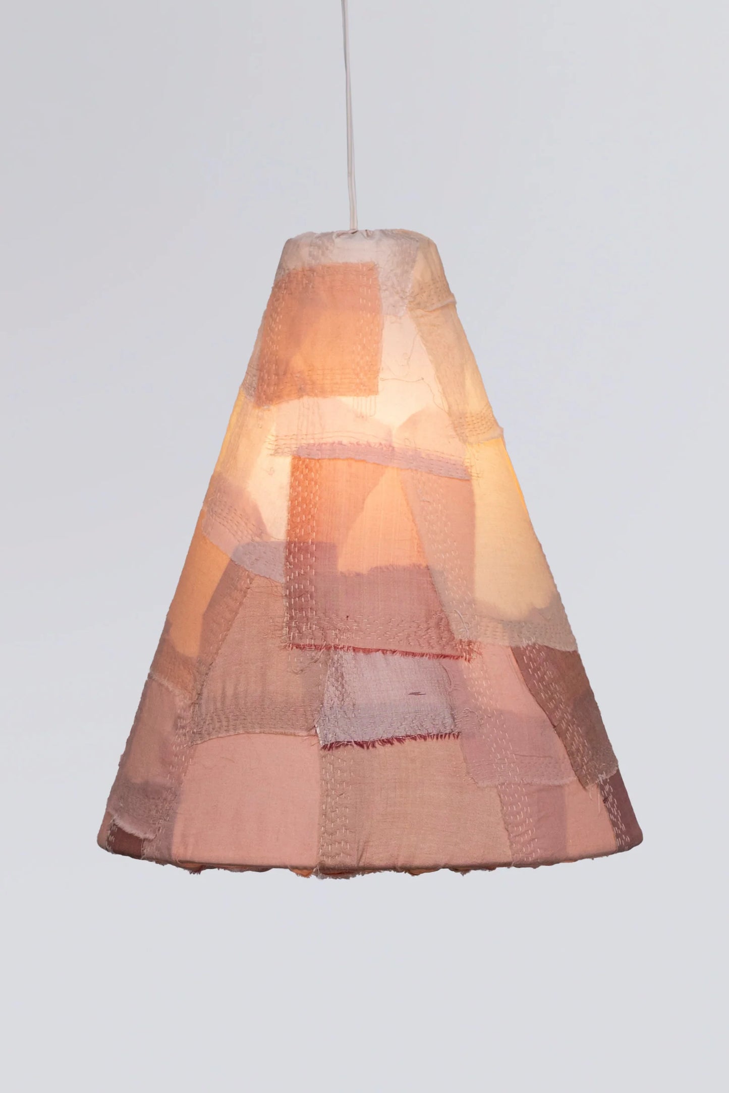 Mosaic Fray Patch Kantha Pendant Lamp -Rose Water