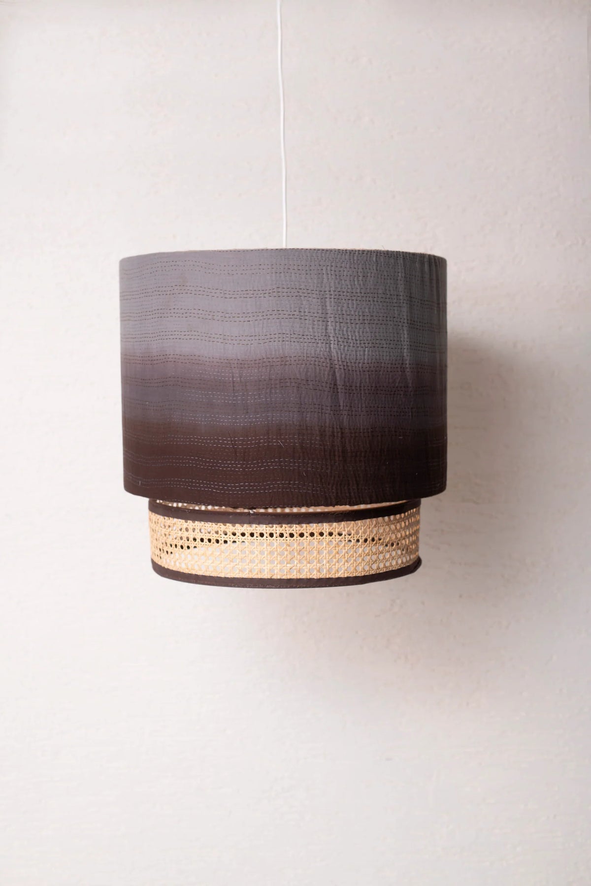 Ombre Kantha Hanging Lamp -Brown