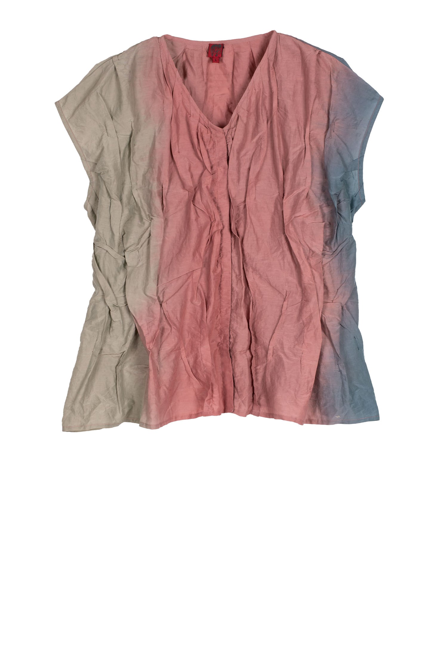 DYED COTTON SILK VOILE WAVY FRENCH SLEEVE SHELL - dc1570-opi -