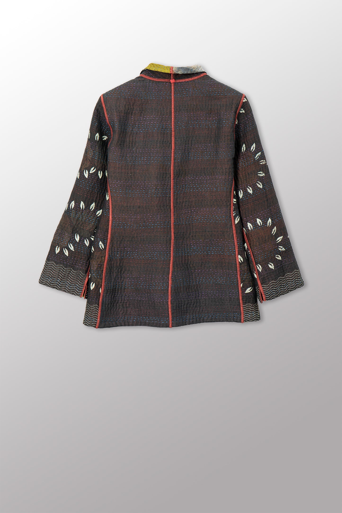 VINTAGE COTTON GREY CLAMP TIE DYE KANTHA SHORT JACKET - su4007-0001s -