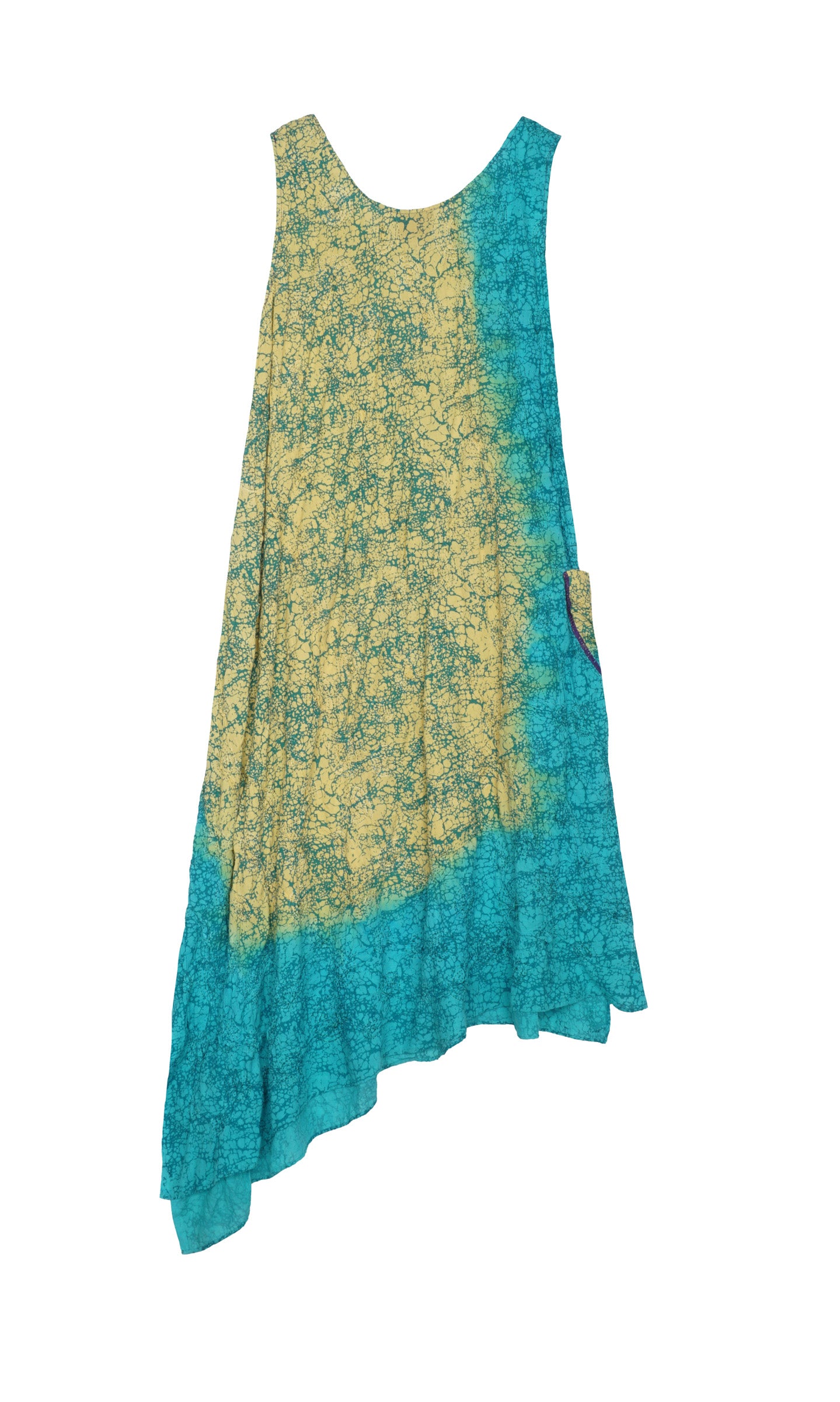 OMBRE MUD DYE SHIBORI KANTHA TANK FLARE DRESS - md1407-ylw -