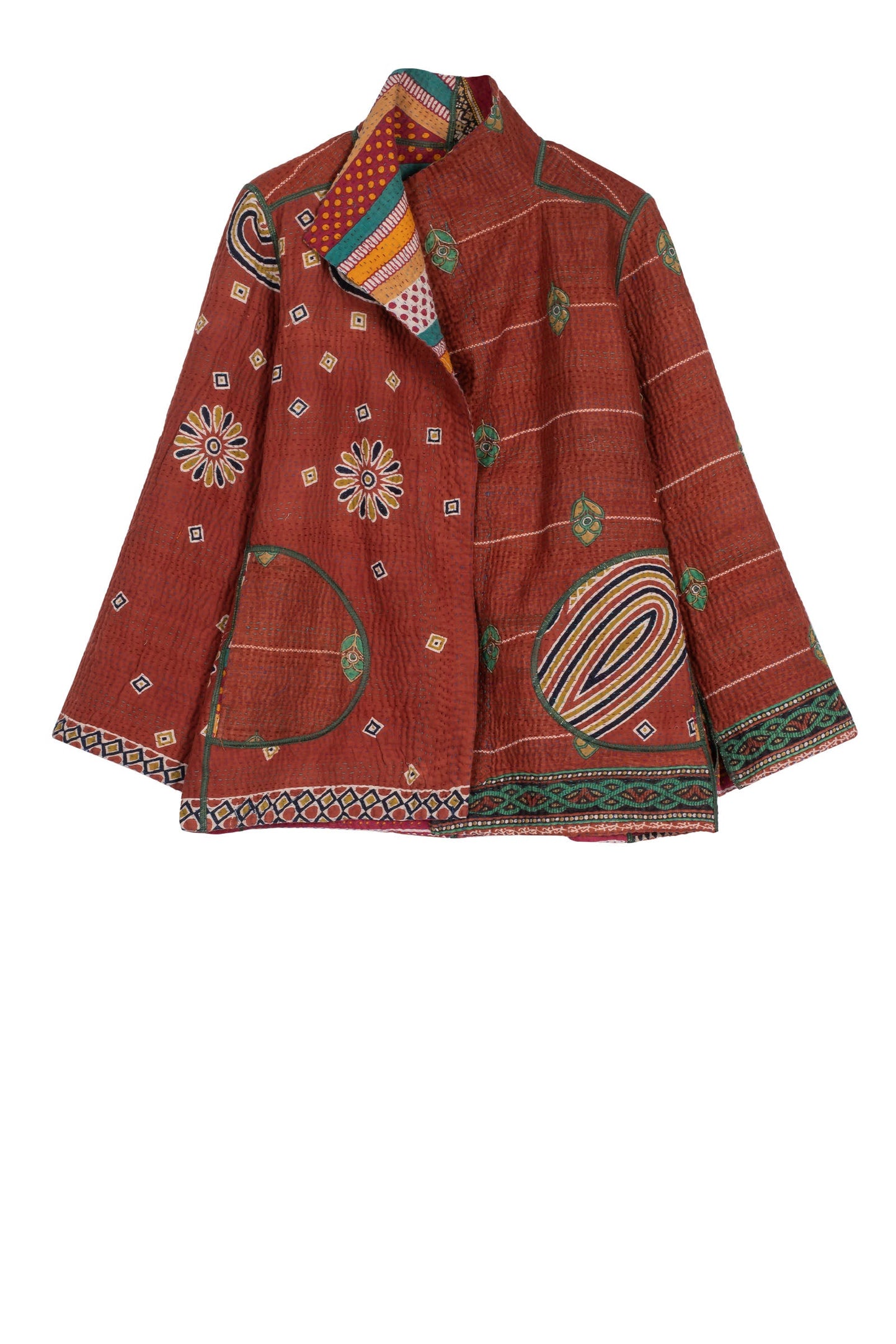 VINTAGE COTTON KANTHA SHORT JACKET - cv4007-0274m -