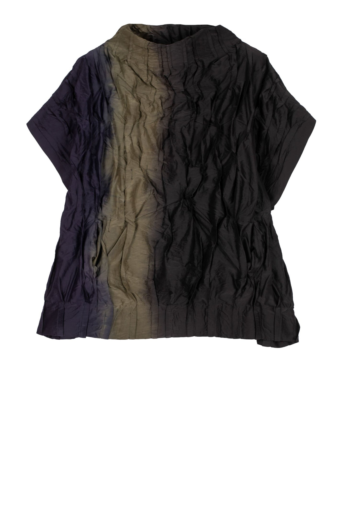 DYED COTTON SILK HEAVY VOILE WAVY TUCK PULLOVER VEST - dh1242-ogr -