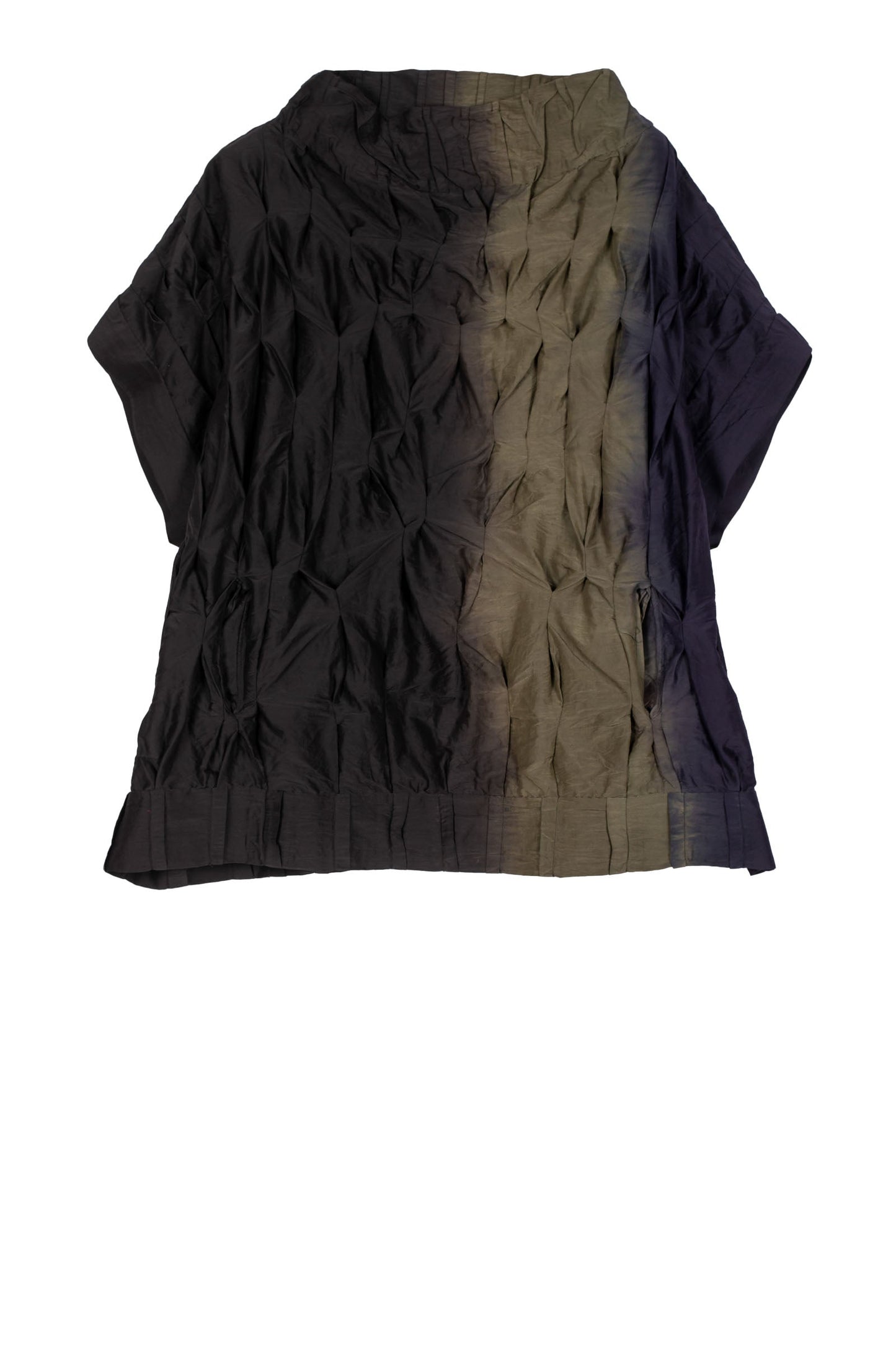 DYED COTTON SILK HEAVY VOILE WAVY TUCK PULLOVER VEST - dh1242-ogr -