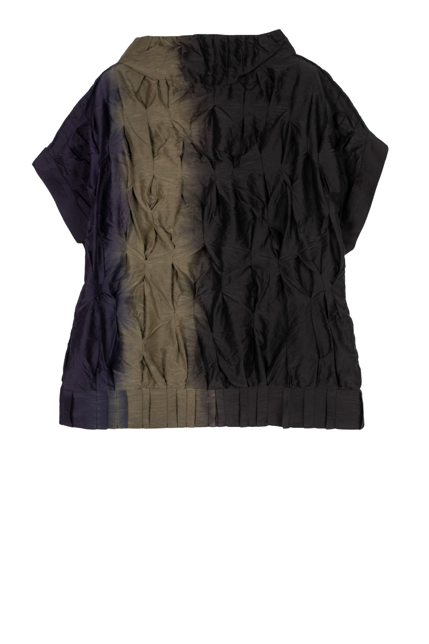 DYED COTTON SILK HEAVY VOILE WAVY TUCK PULLOVER VEST - dh1242-ogr -