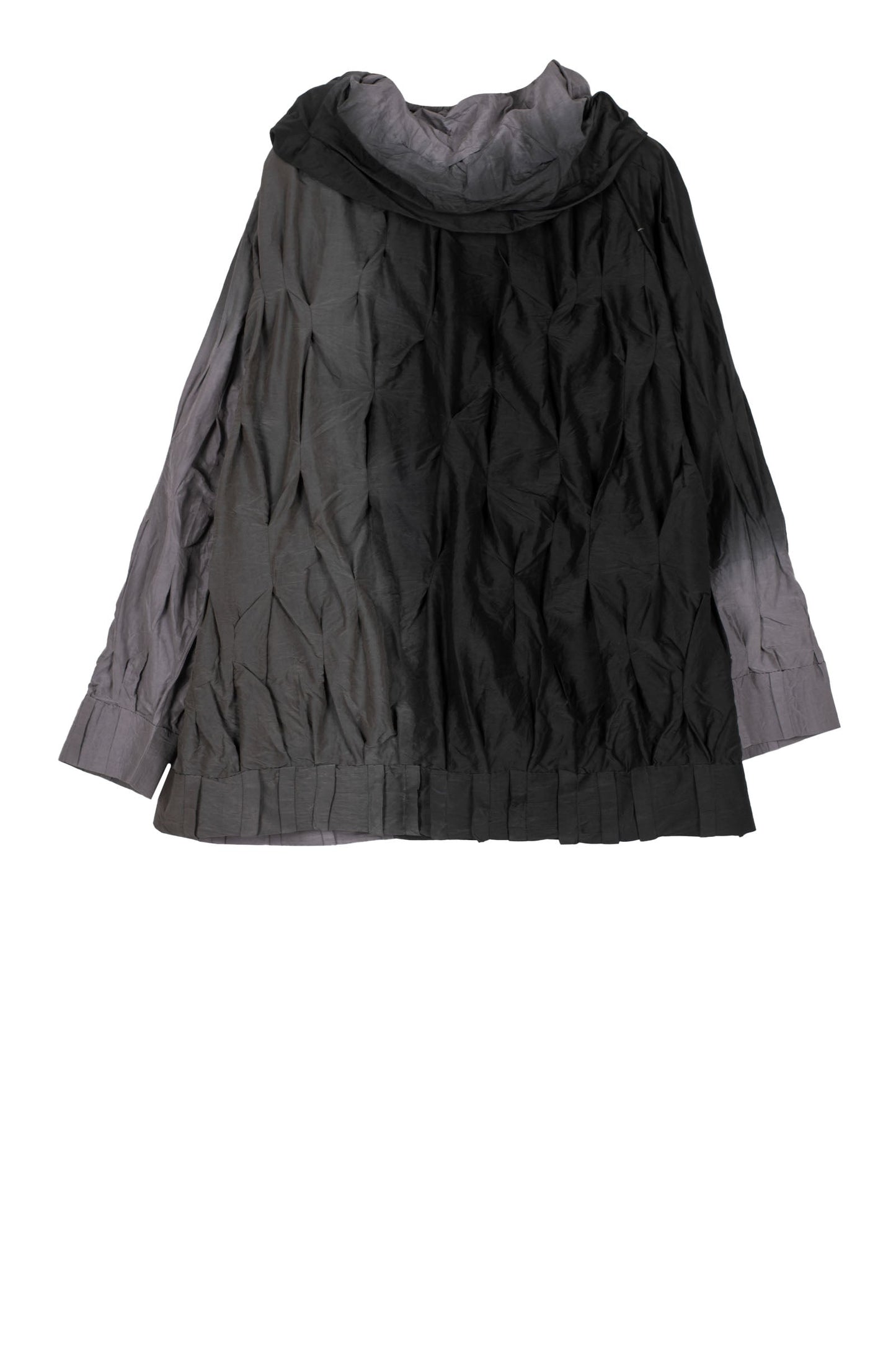 DYED COTTON SILK HEAVY VOILE WAVY TUCK RAGLAN TOP - dh1560-obk -
