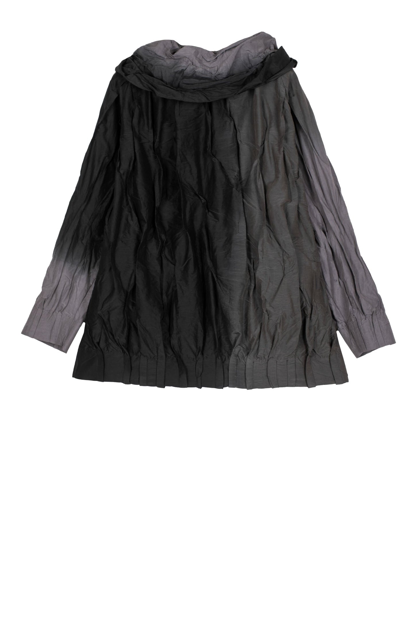DYED COTTON SILK HEAVY VOILE WAVY TUCK RAGLAN TOP - dh1560-obk -