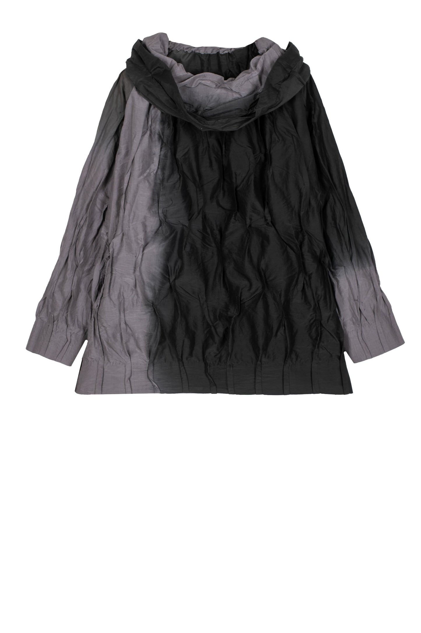 DYED COTTON SILK HEAVY VOILE WAVY TUCK RAGLAN TOP - dh1560-obk -