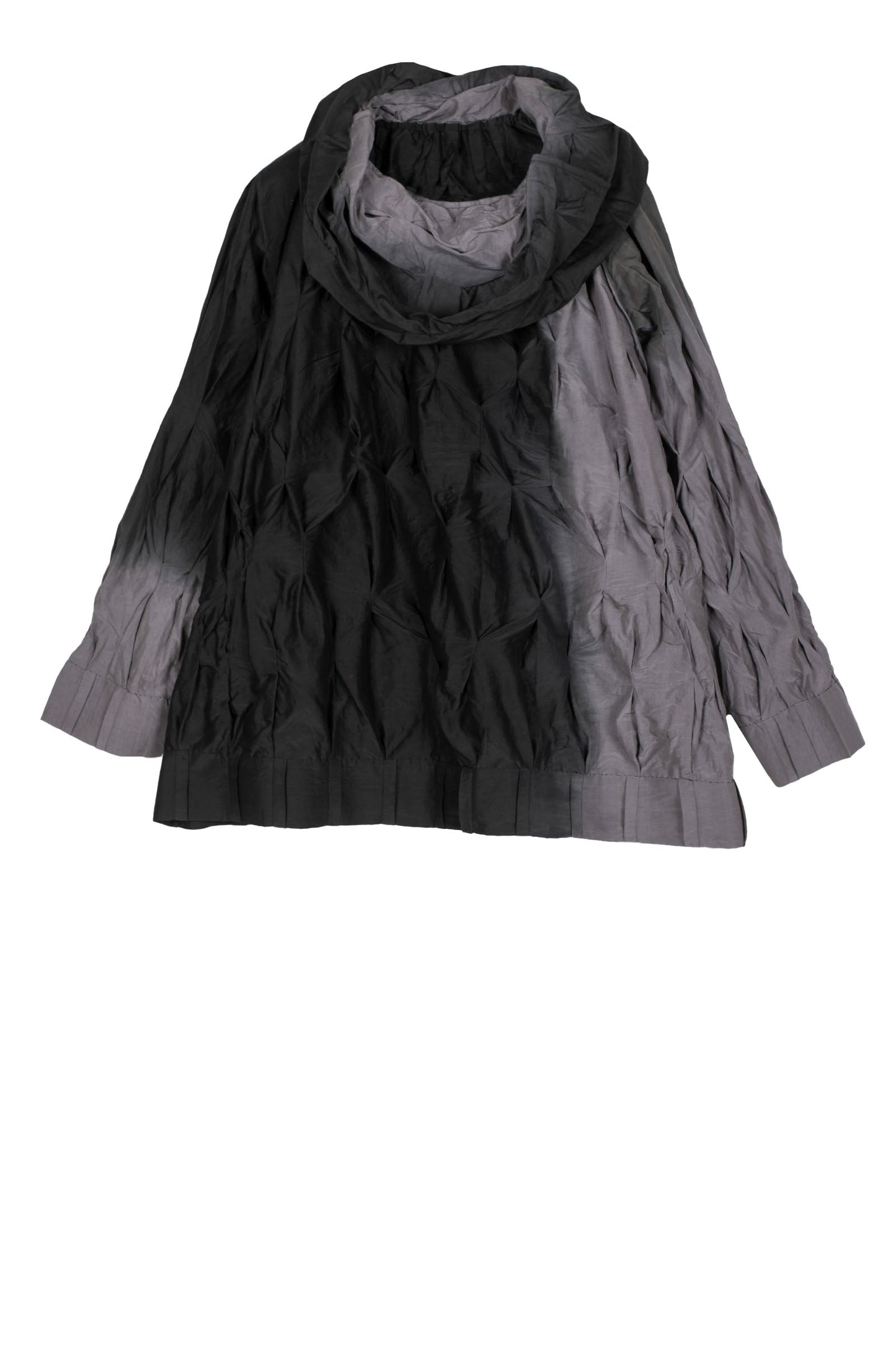 DYED COTTON SILK HEAVY VOILE WAVY TUCK RAGLAN TOP - dh1560-obk -