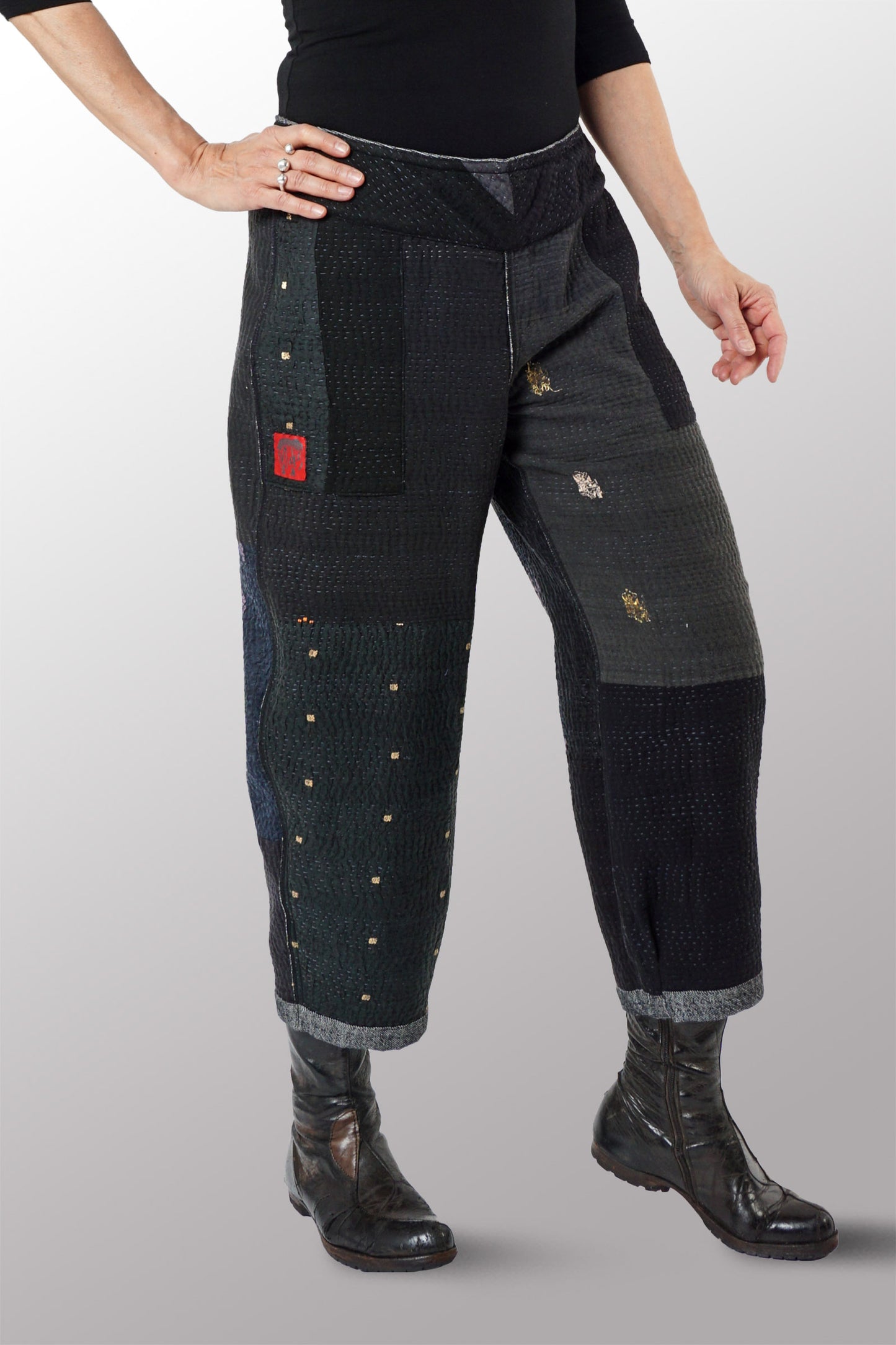 DENIM KANTHA NEW LANTERN PANTS - dn3651-gry -