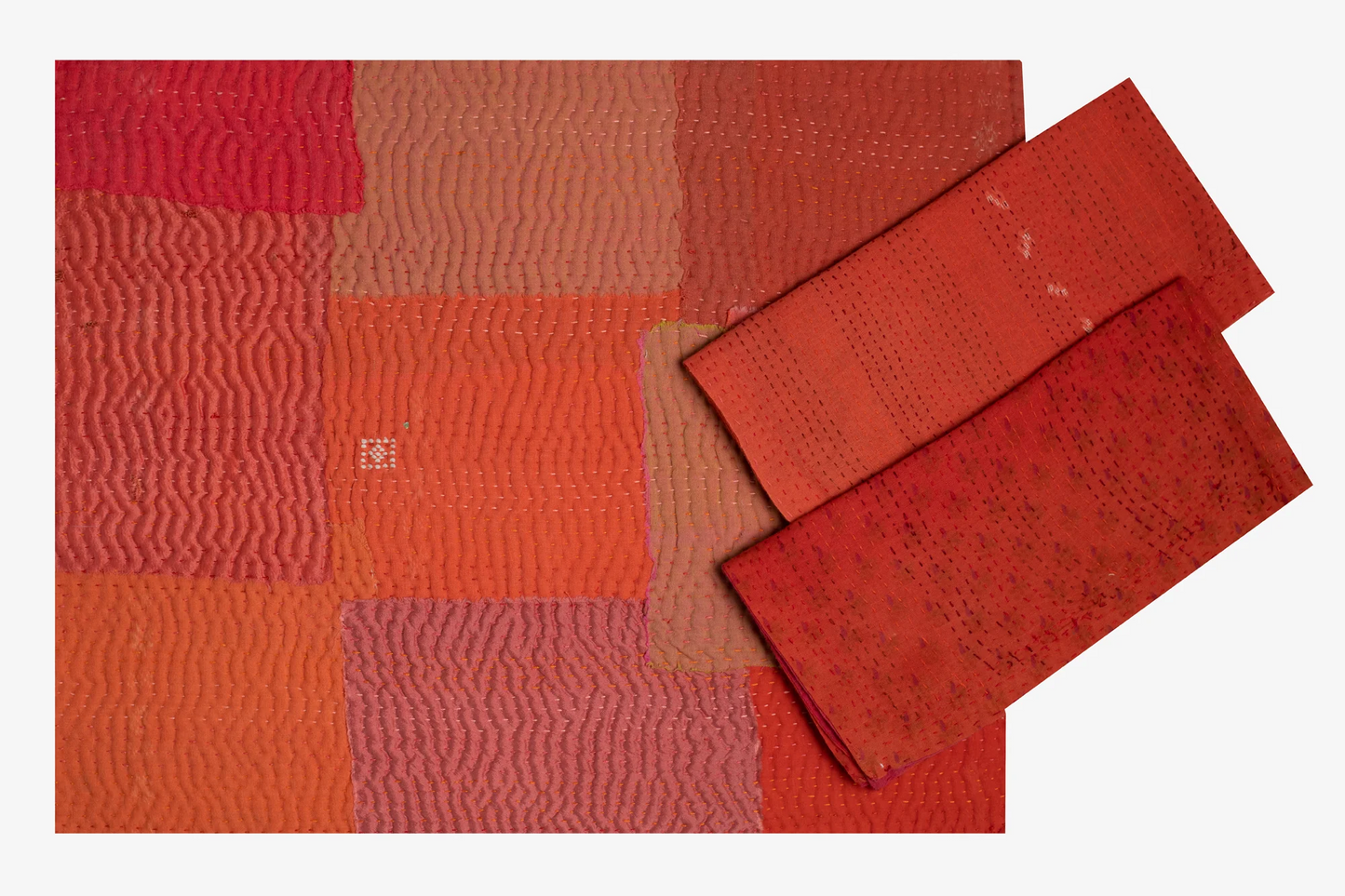 Mosaic Fray Handmade Vintage Kantha Placemat -Carrots (SET OF 2)