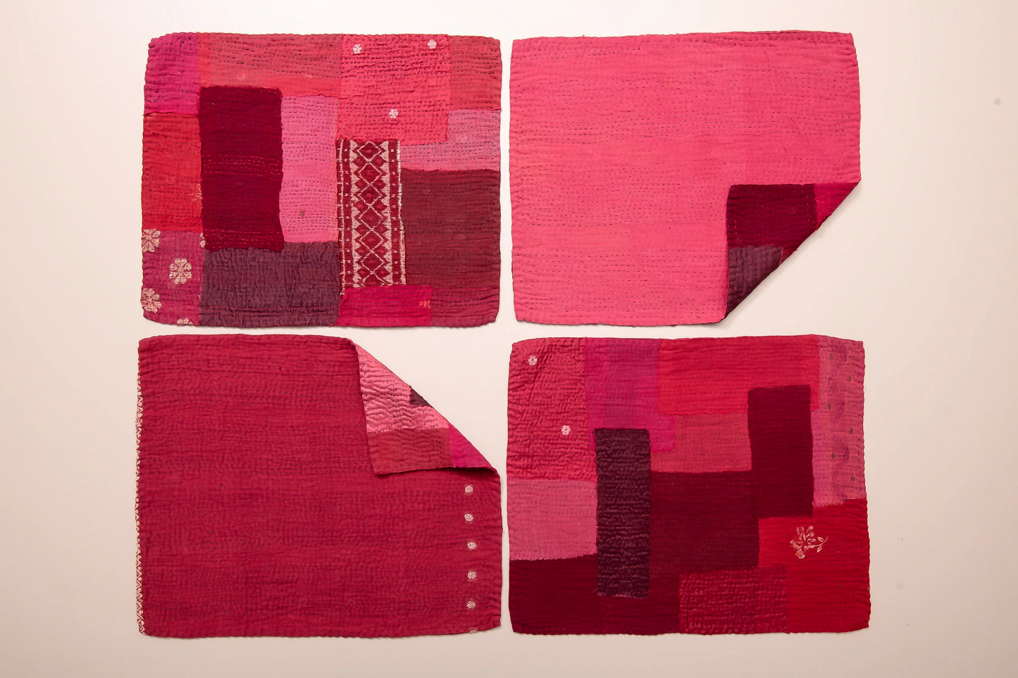 Landscape Handmade Vintage Kantha Placemat -Red (SET OF 2)