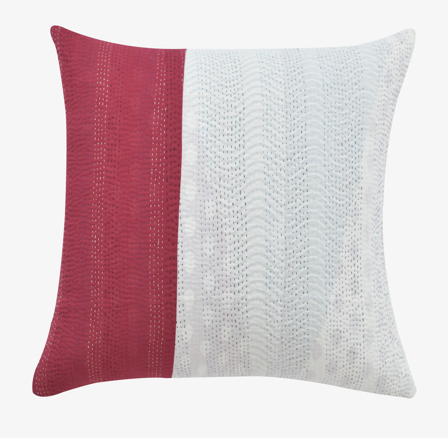 Monotone Ikat Handmade Vintage Kantha Pillow Sham -Monotone Red -