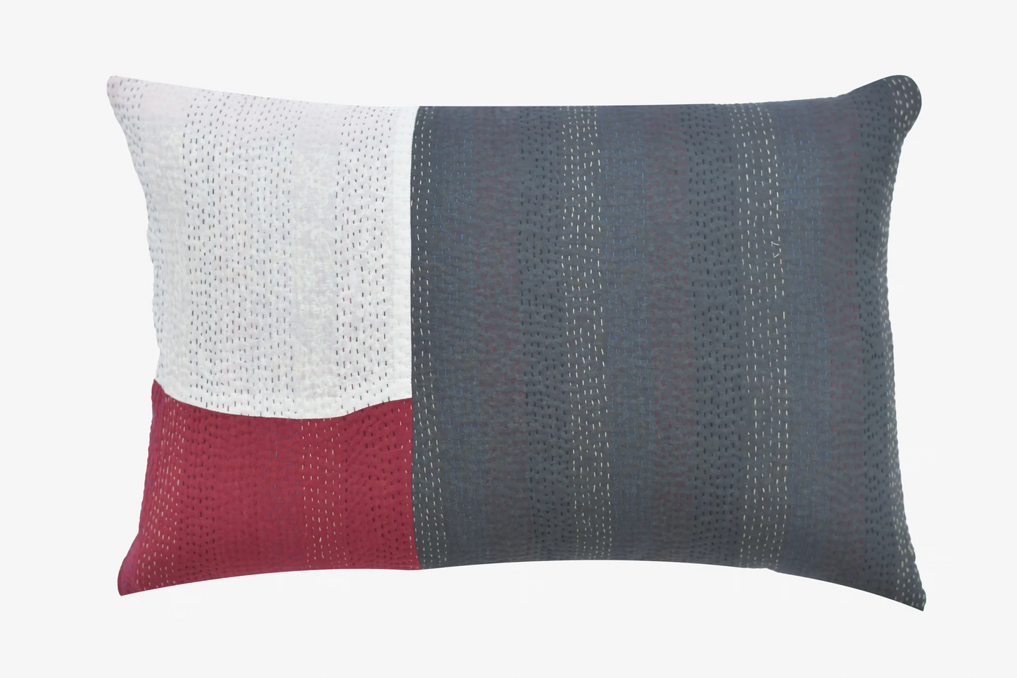 Monotone Ikat Handmade Vintage Kantha Pillow Sham -Monotone Red -