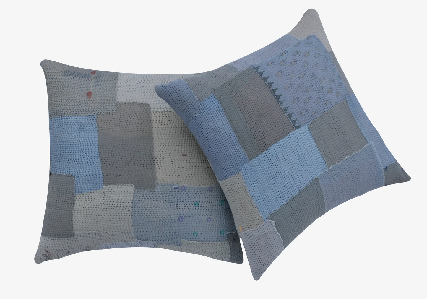 Mosaic Fray Handmade Vintage Kantha Pillow Sham -Hydrangea -