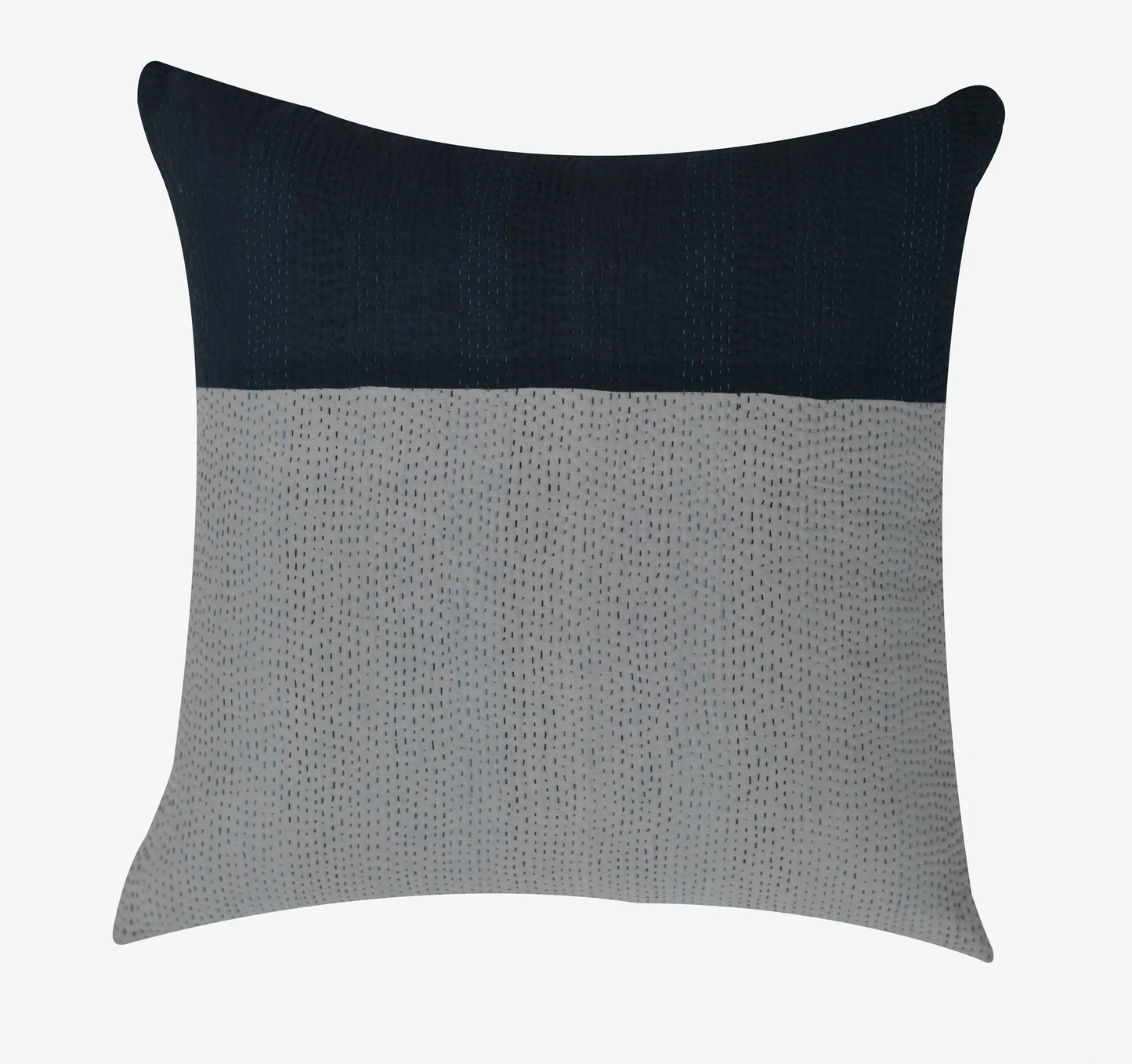 Monotone Ikat Handmade Vintage Kantha Pillow Sham -Monotone Black -