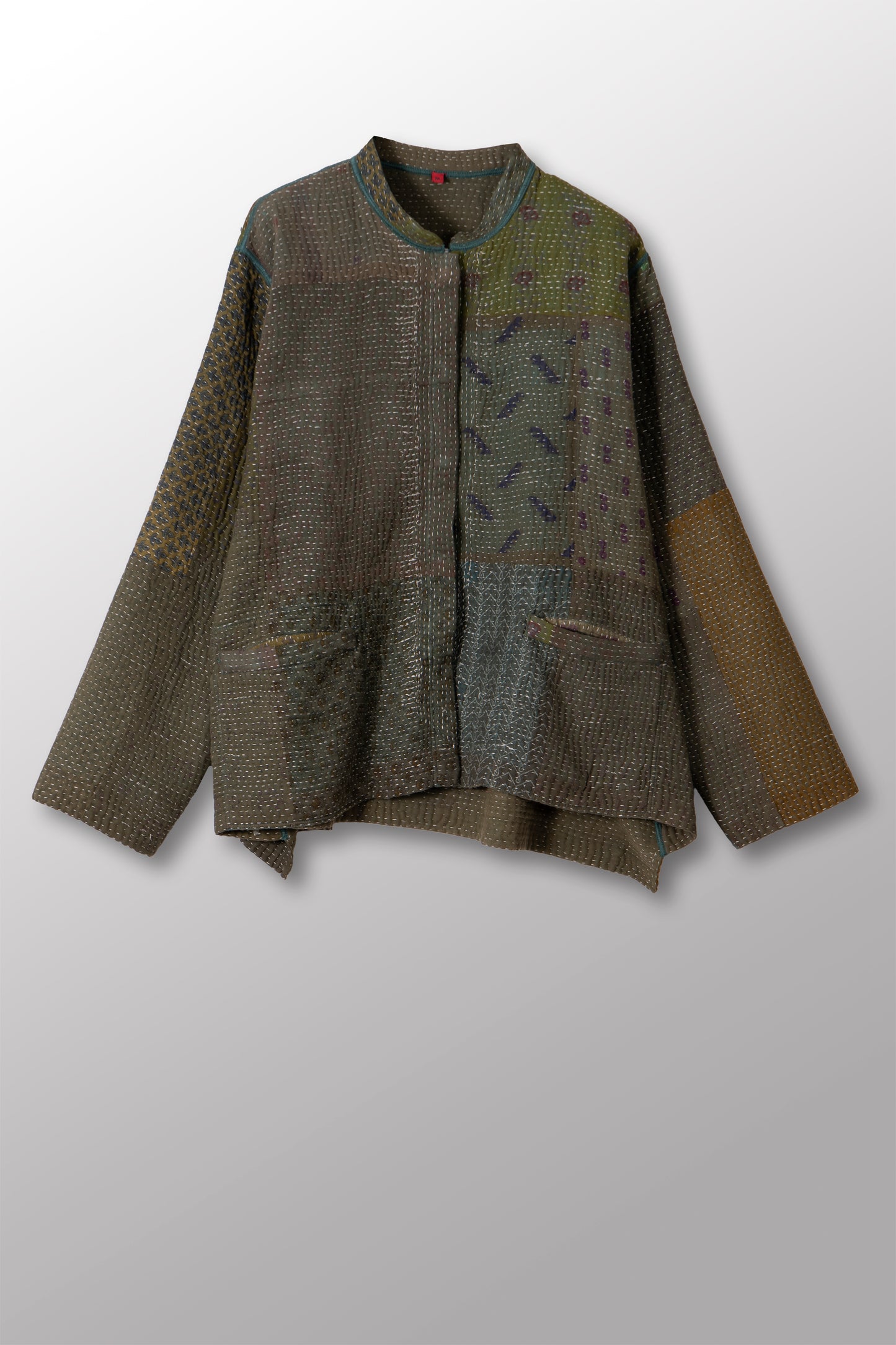 MUJI PATCH KANTHA KAFTAN JACKET SHORT - mp4088-grn -
