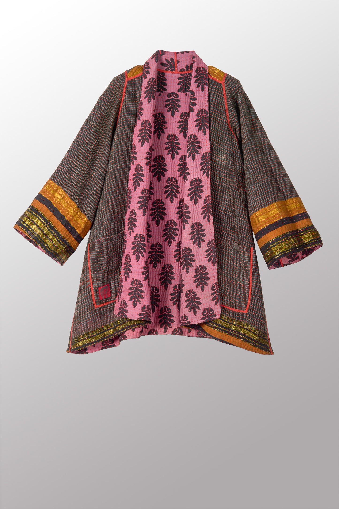 VINTAGE COTTON BBK KANTHA A-LINE JKT - bb4003-mlt -