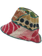 VINTAGE COTTON KANTHA CIRCULAR CUT BRIM HAT - cv4882-mlt -