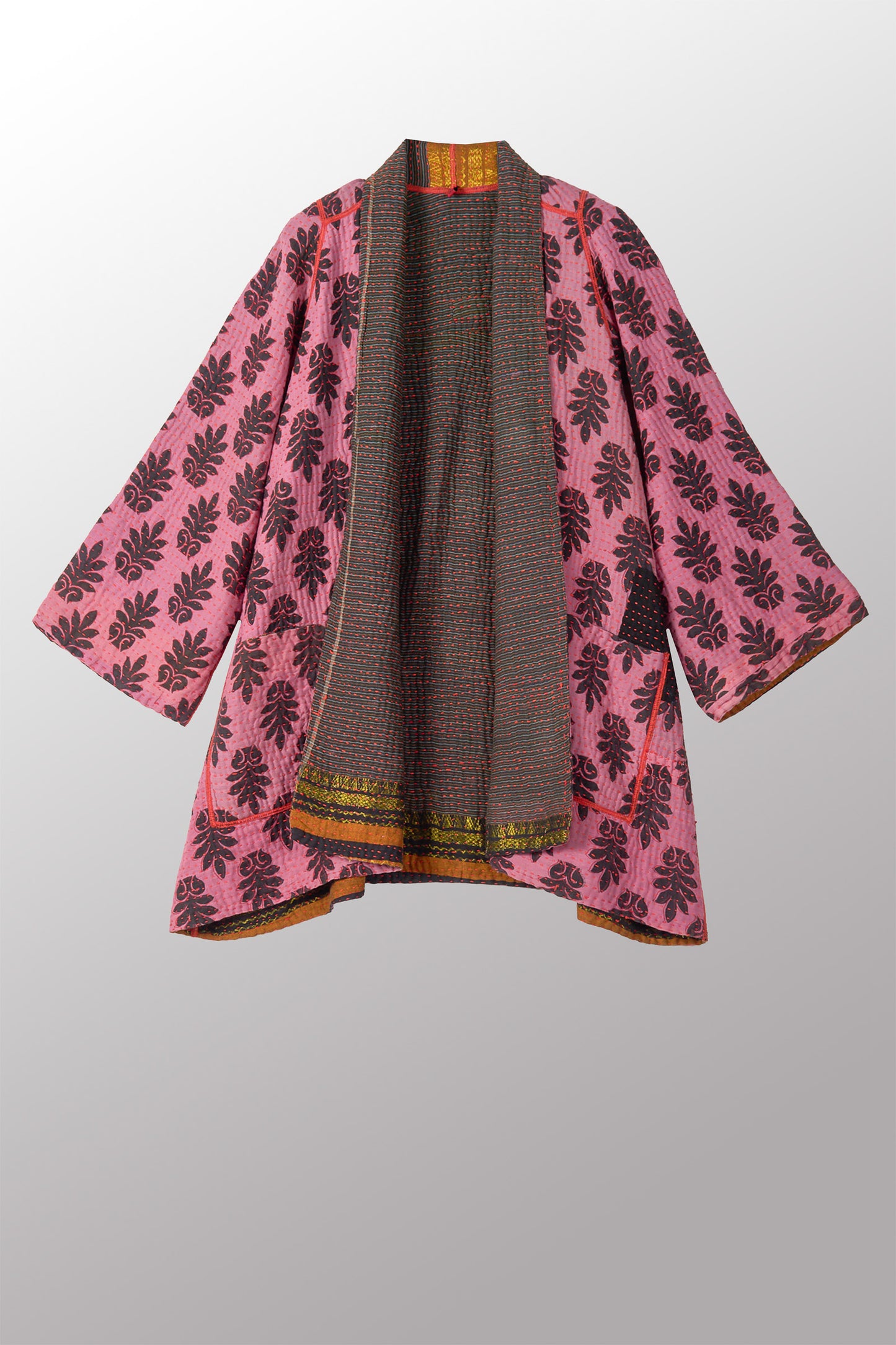 VINTAGE COTTON BBK KANTHA A-LINE JKT - bb4003-mlt -