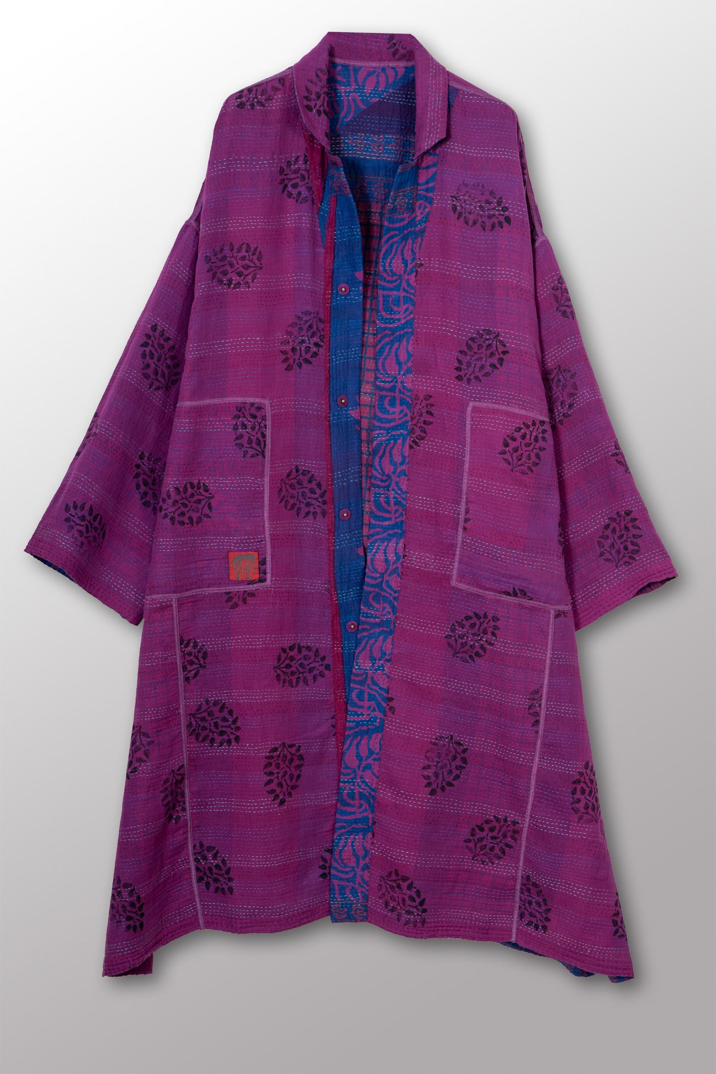 VINTAGE COTTON & NEW VOILE KANTHA NEW OVERSIZED COAT - cn2342-0004a -