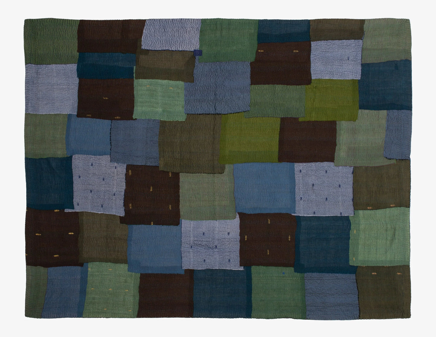 Ombre With Fray Patch Handmade Vintage Kantha Throw -Avocado
