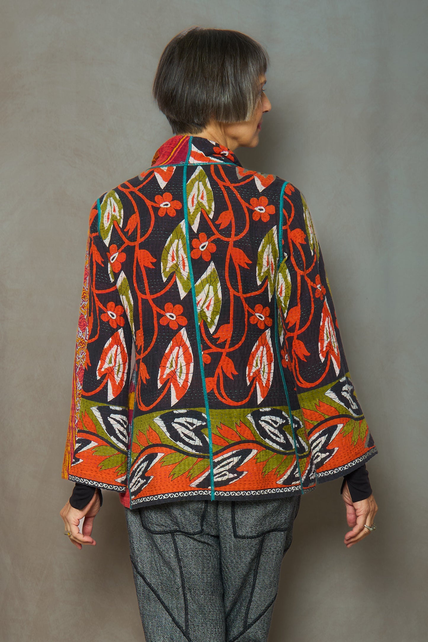 VINTAGE COTTON KANTHA SHORT JKT - cv4007-0310m -