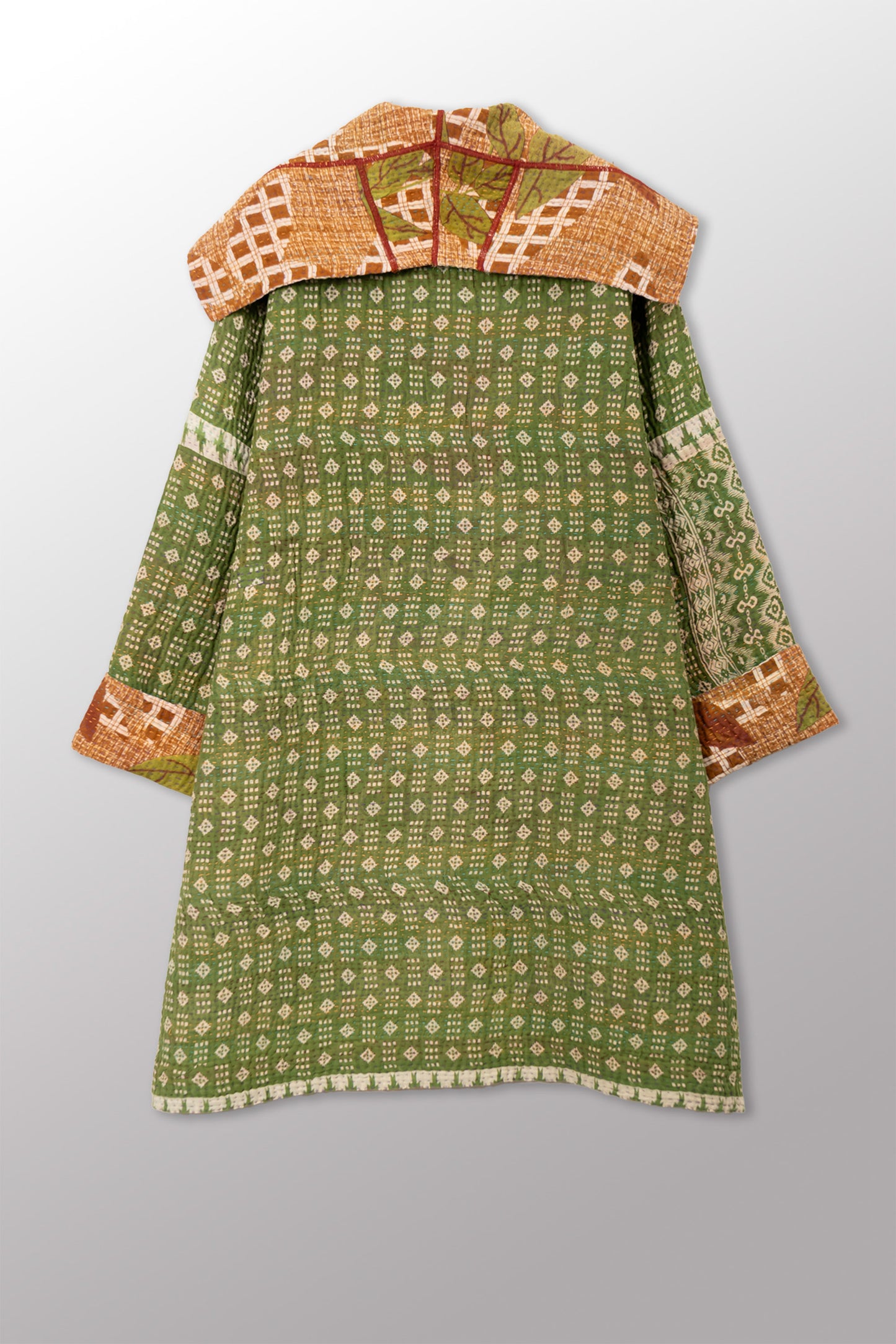 VINTAGE COTTON KANTHA POCKET MEDIUM COAT - cv4316-0055m -