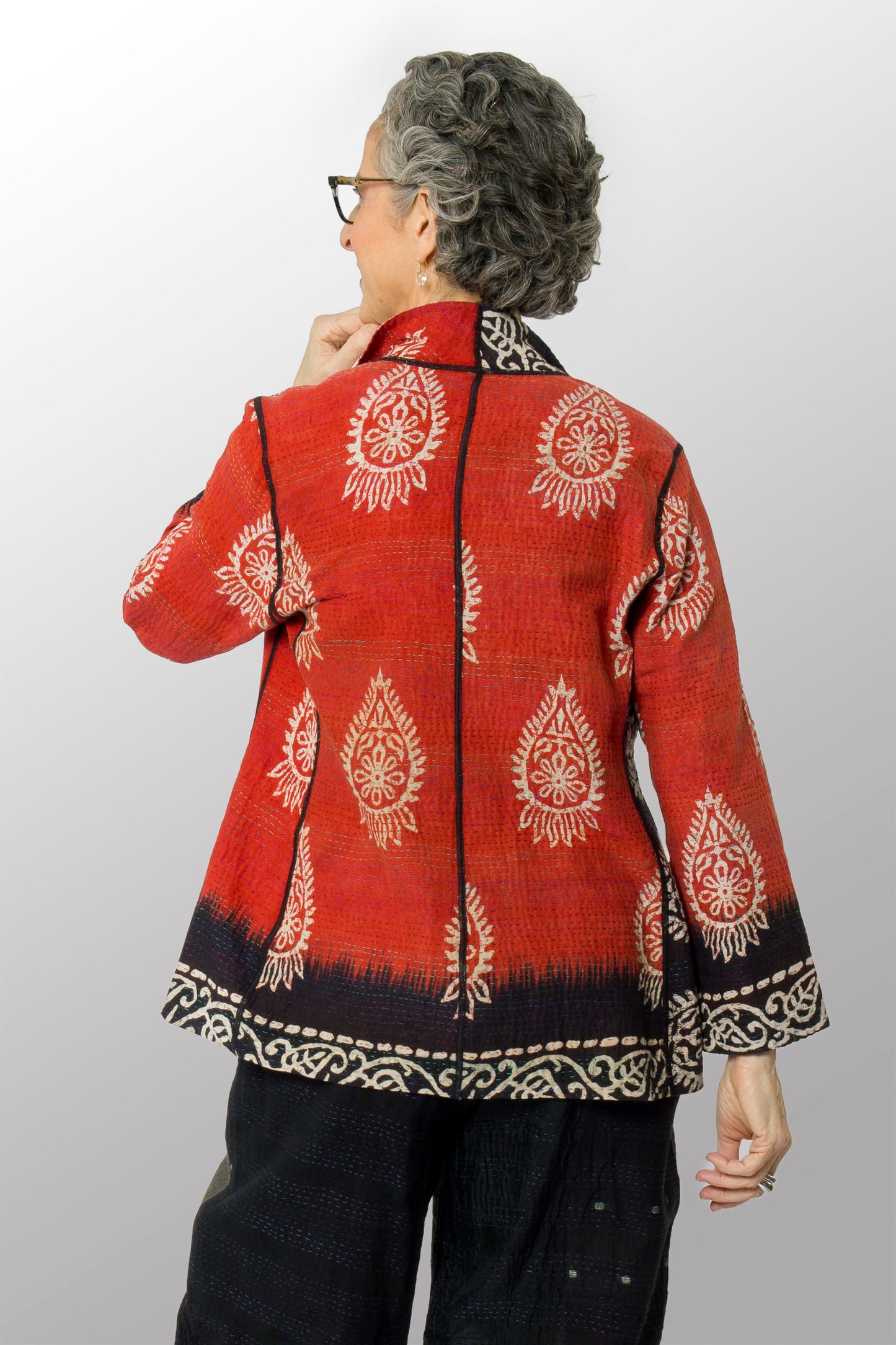 VINTAGE COTTON KANTHA SHORT JKT - cv2007-0083l -