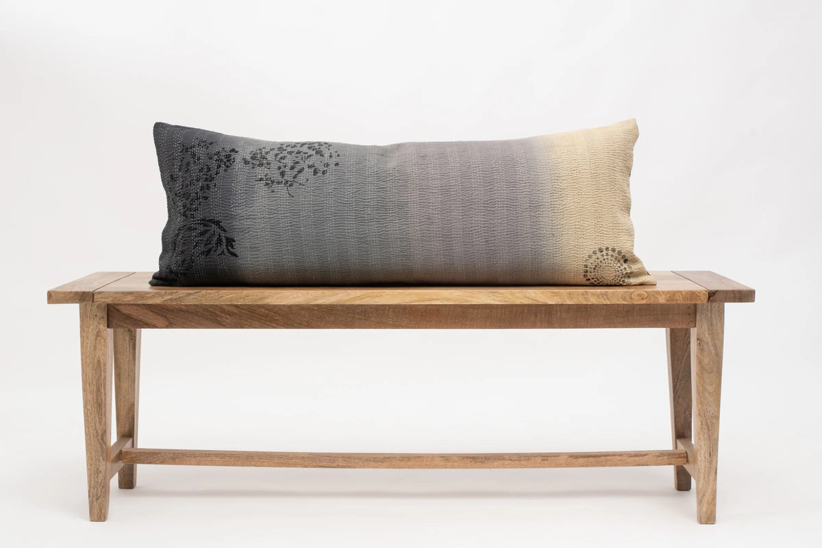 Cotton Ombre Handmade Kantha Lumber Pillow -Yellow Stone