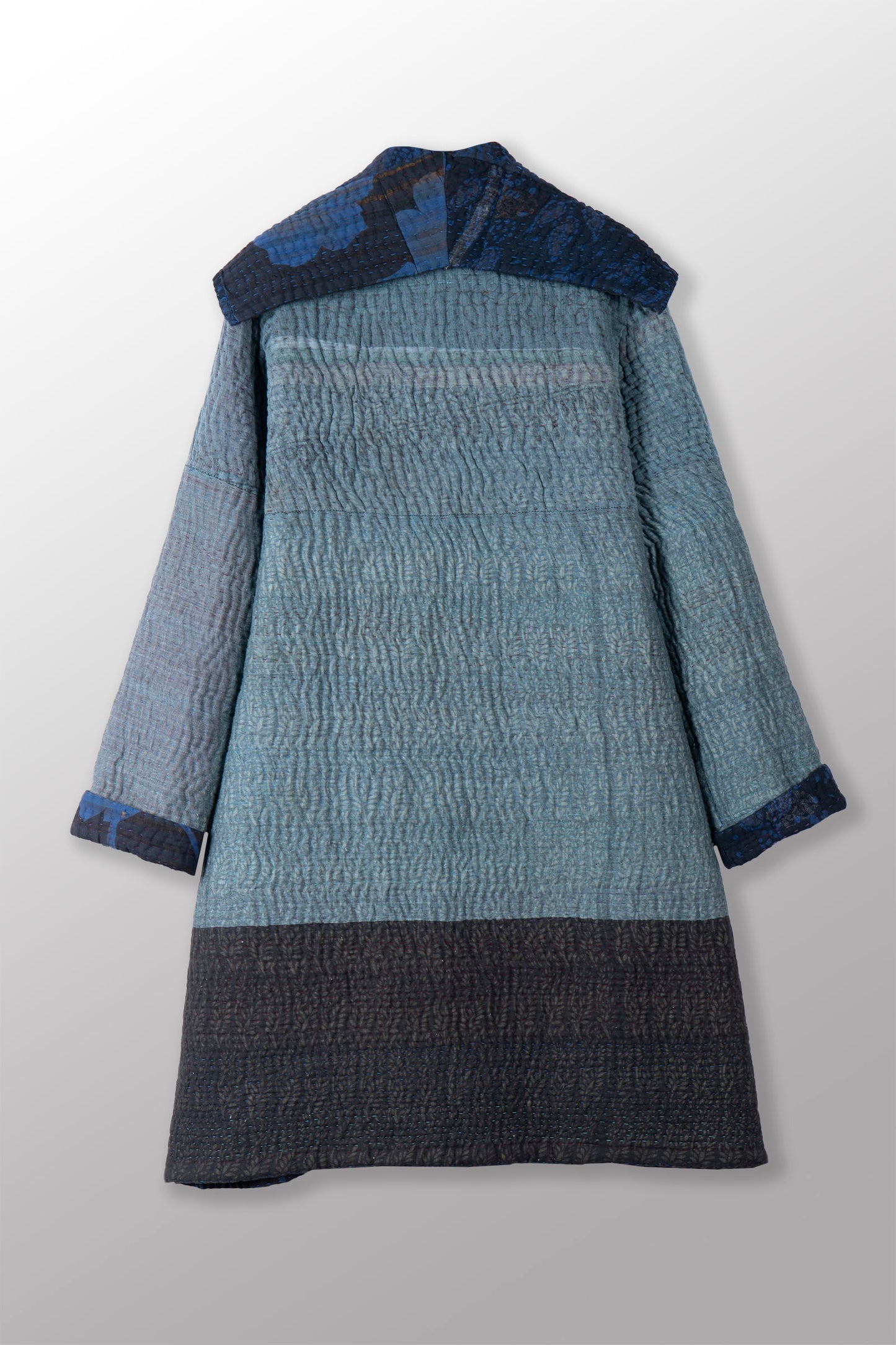 QUILTED OVERDYE COTTON KANTHA POCKET MEDIUM COAT - oq5346-cblu008s -