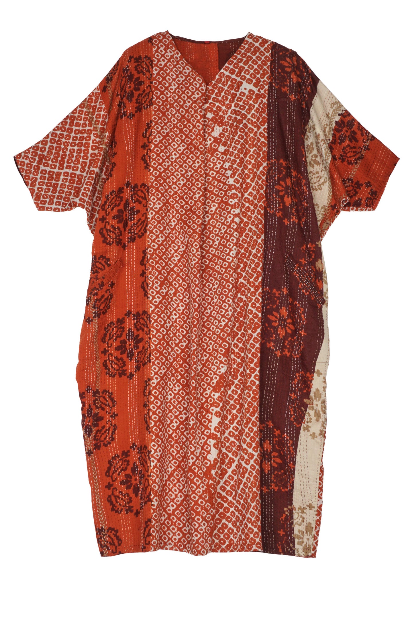 KIMONO COTTON KANTHA DOLMAN MAXI - kc2440-org -