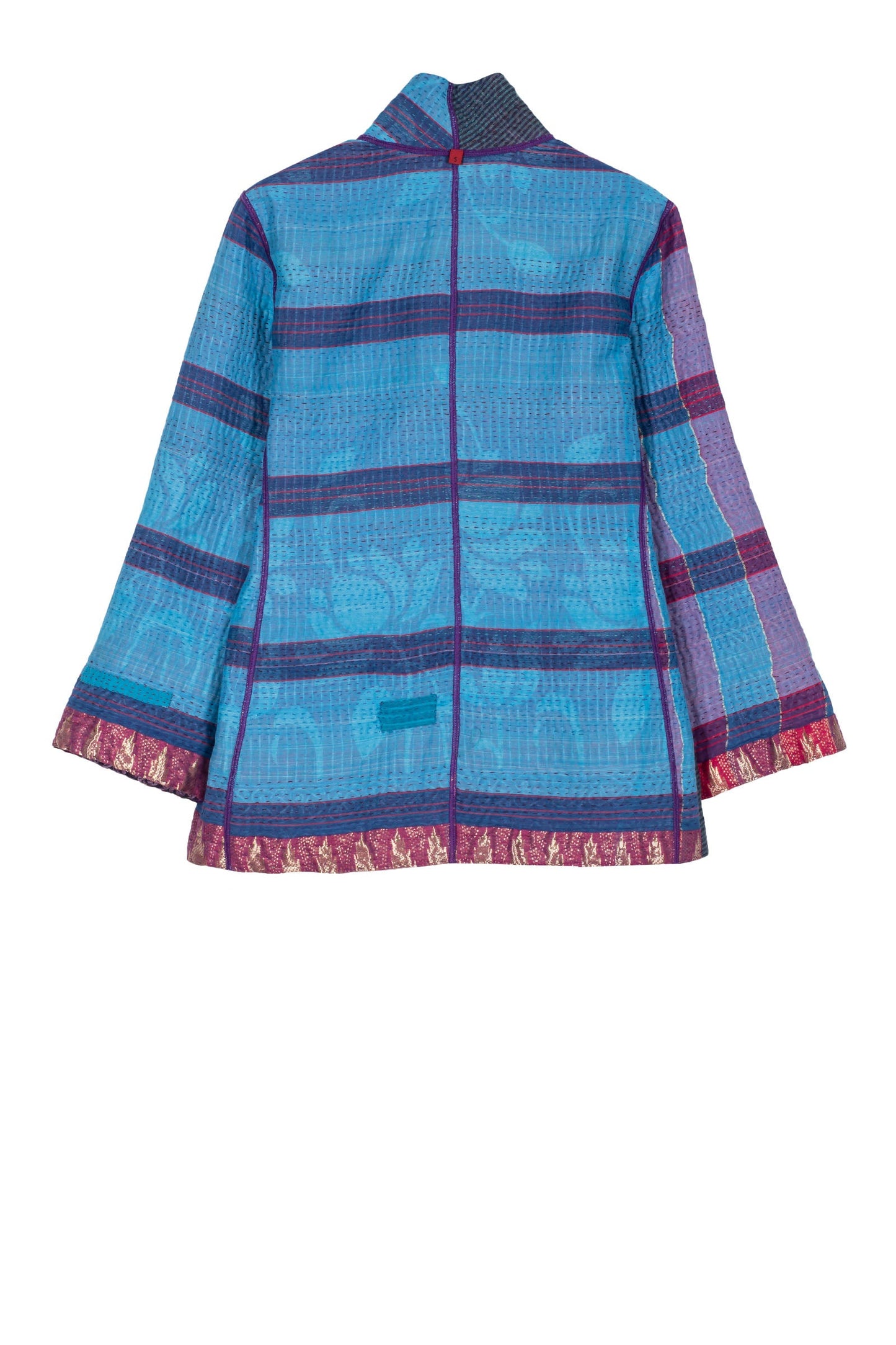 WOVEN VINTAGE COTTON KANTHA SHORT JACKET - fw4007-5001s -
