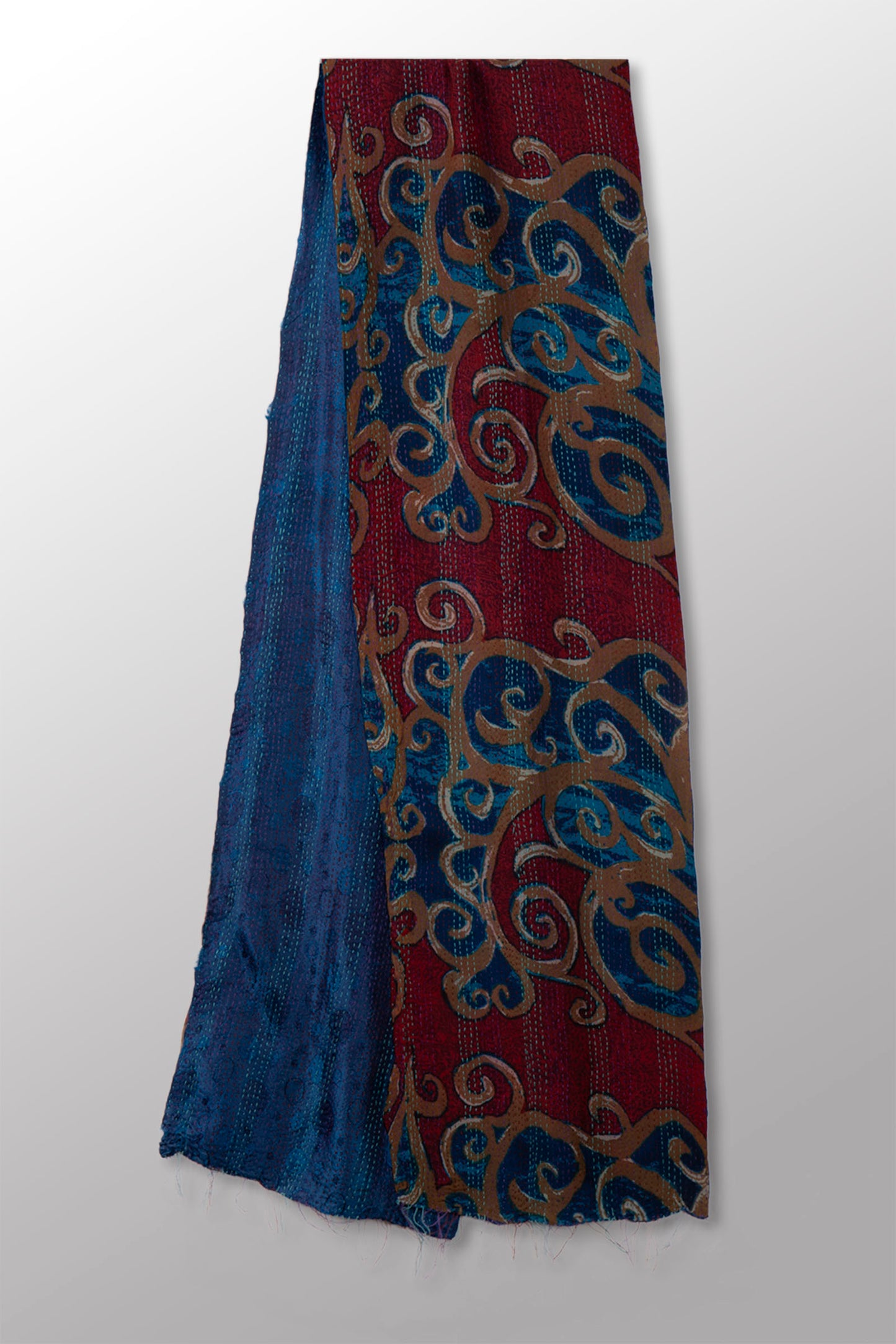 GEORGETTE JACQUARD KANTHA SCARF SHORT - gq2805-blu -